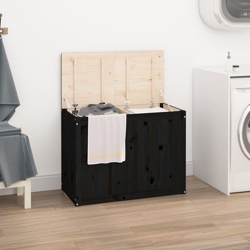 furnicato Wäschetruhe Schwarz 88,5x44x66 cm Massivholz günstig online kaufen