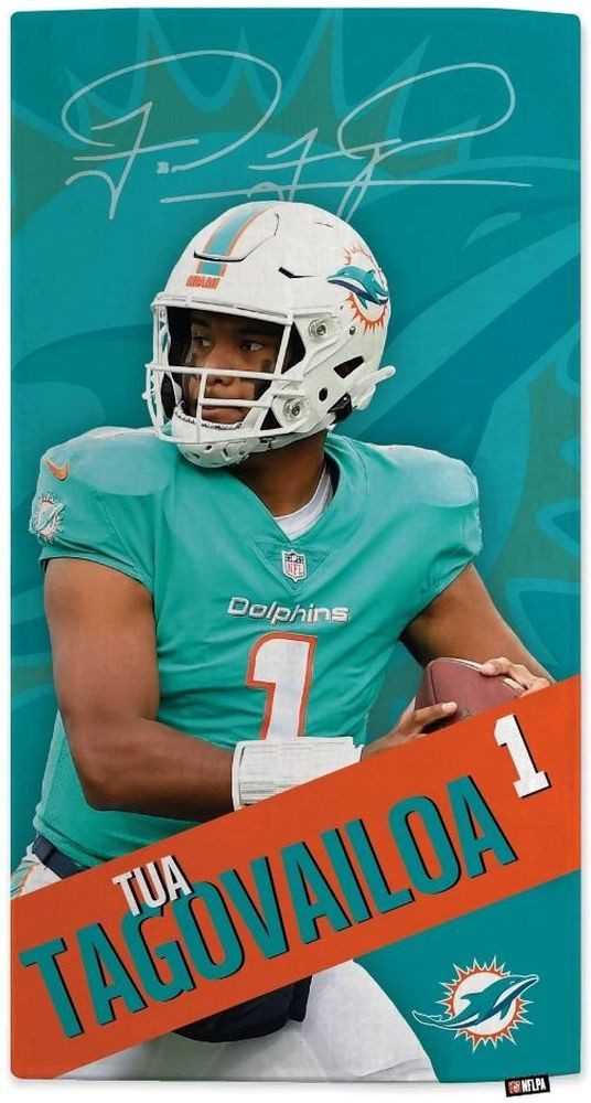 Miami Dolphins Strandtuch NFLPA Tua Tagovailoa Beach Towel Motion