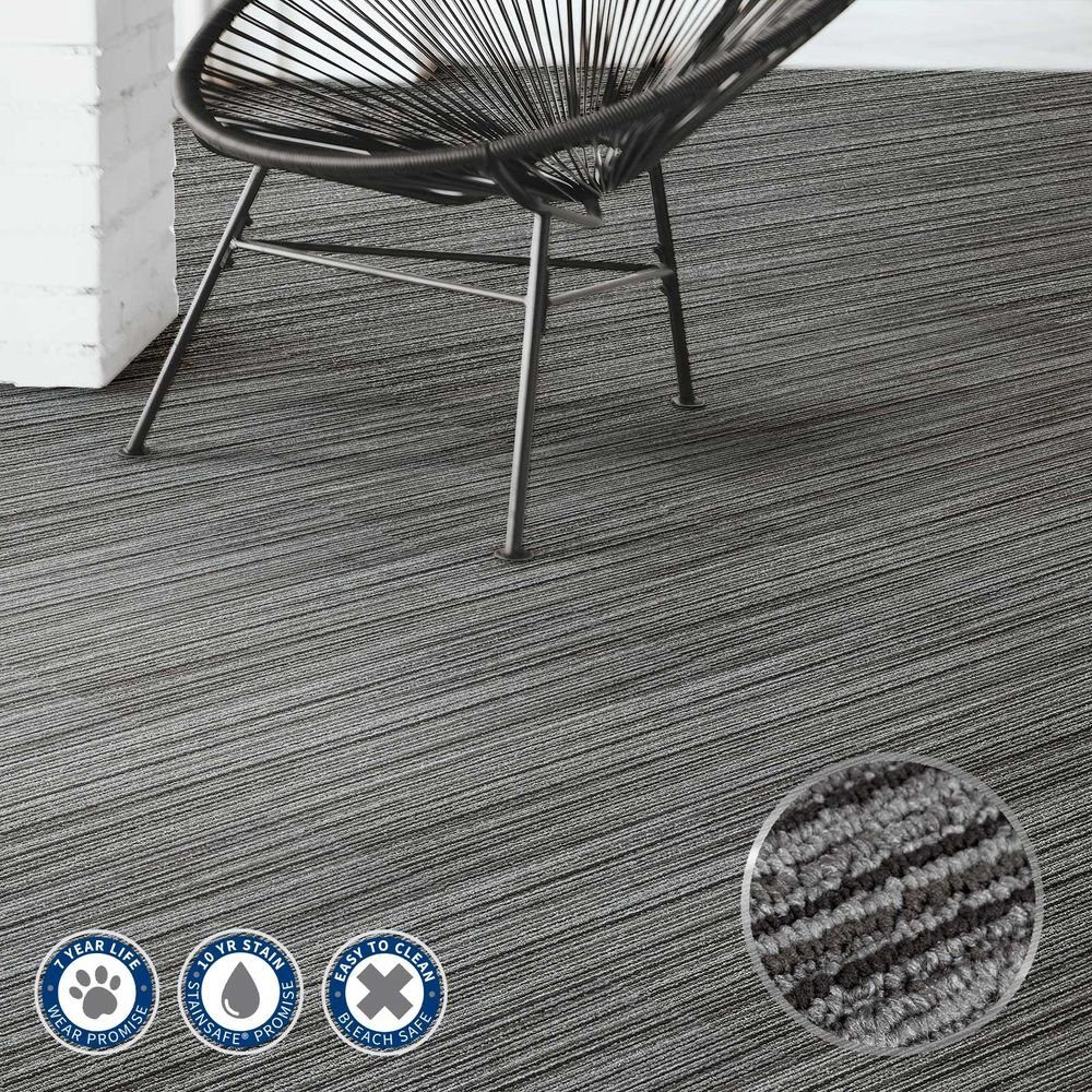Karat Teppichfliese Teppichdielen Birch, Diele, 100x25 cm, gestreift, rechteckig, Höhe: 5 mm, Selbstliegend, In Kombination mit Fußbodenheizungen nutzbar