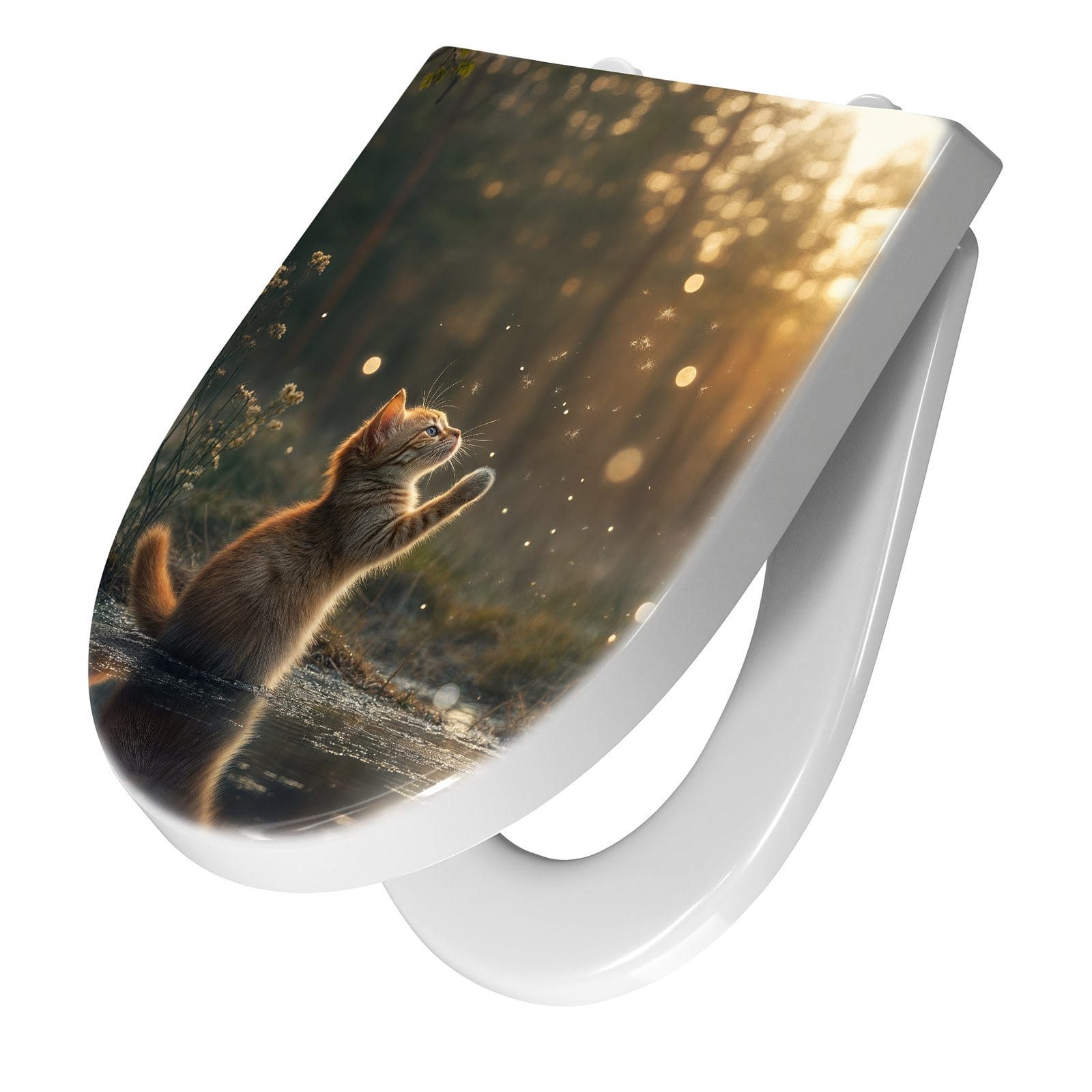 Primedeco WC-Sitz mit Absenkautomatik Motiv Katze mit Marienkäfer (1-St), Absenkautomatik, Soft-Close