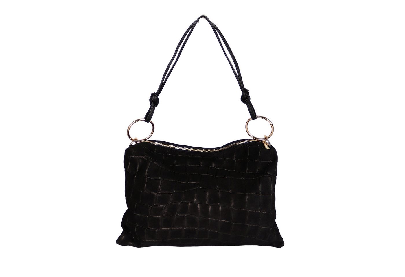 MIRROSI Umhängetasche Damen Tasche Echtleder Wildleder Made in Italy, Schlank (ca.34x22x3cm), mit langem Riemen & Reißverschluss