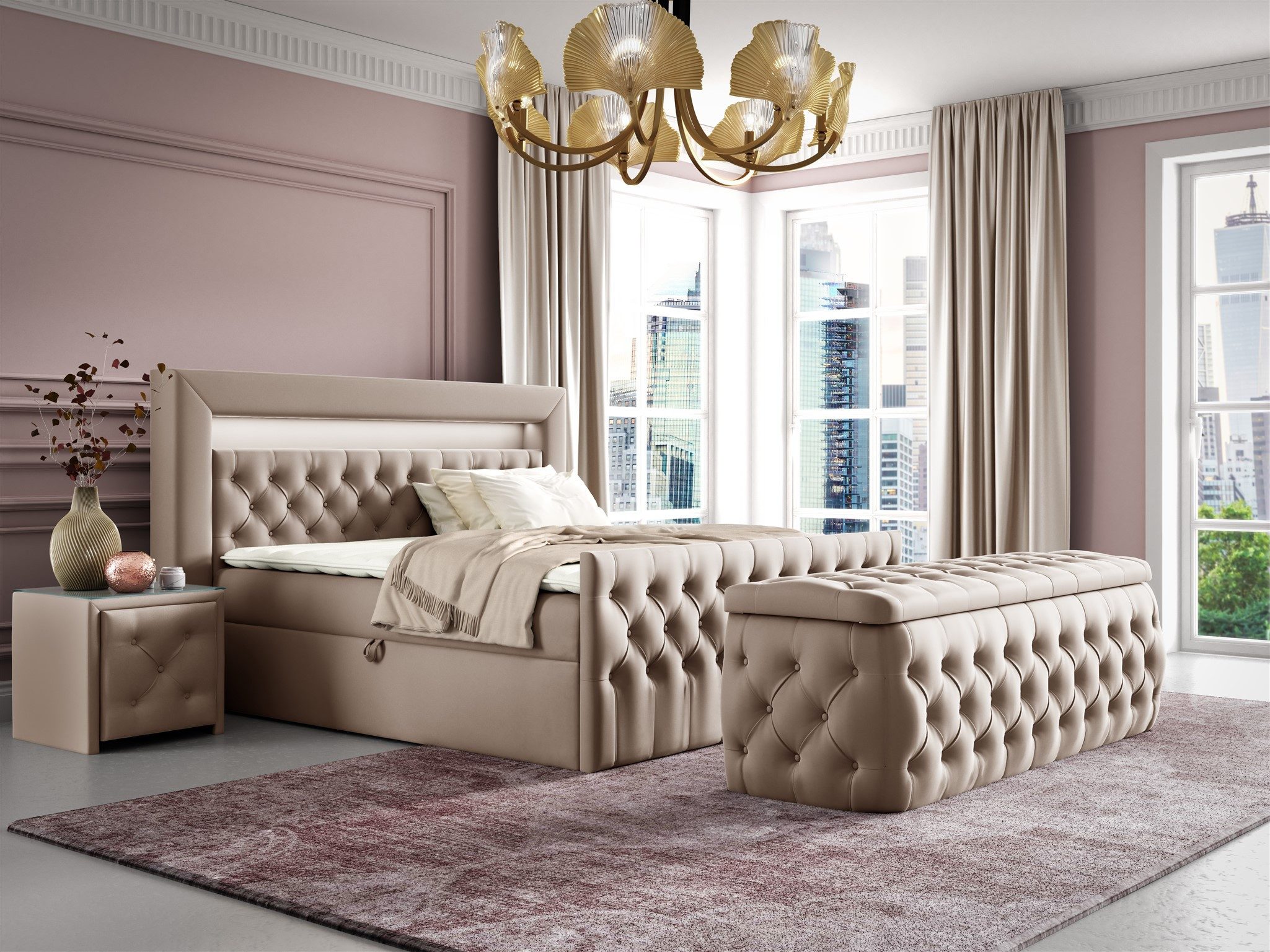 Fun Möbel Boxbett Schlafzimmerbett ERNESTO Nr.4 in Stoff Elisa Velvet (inkl günstig online kaufen