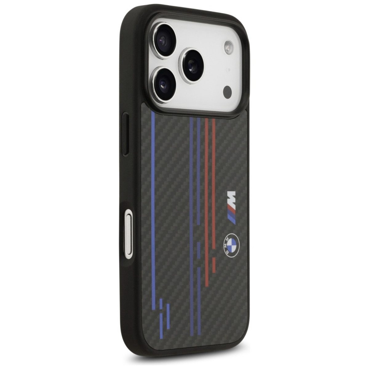 BMW Handyhülle M Kevlar Lines Logo Magnetfunktion Kompatibel mit iPhone 17 Pro 6,3, Sportliche Kevlar-Rückseite mit Linienoptik und mit Magnetfunktion
