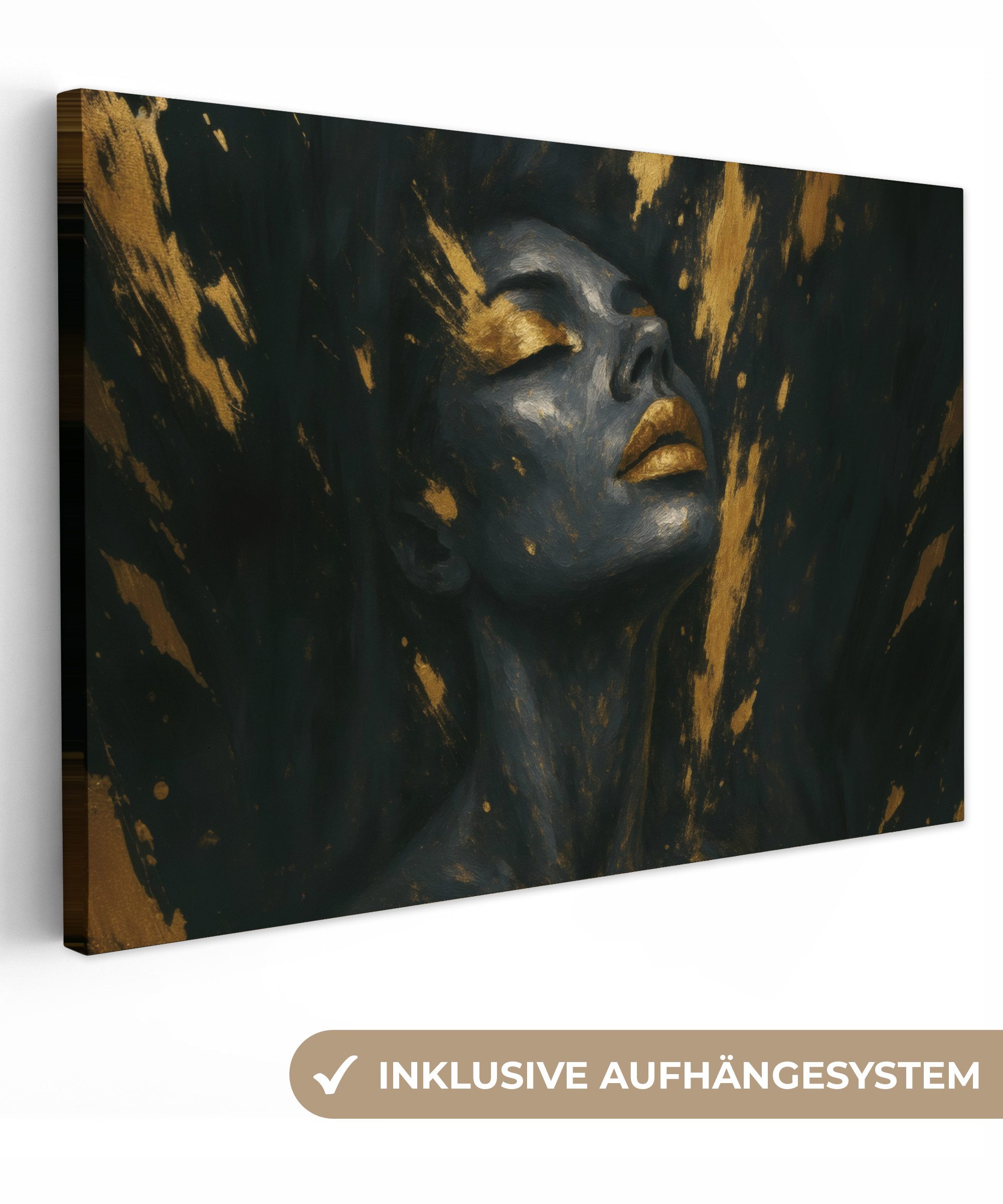 OneMillionCanvasses® Leinwandbild Gesicht - Frau - Farbspritzer - Abstrakt, günstig online kaufen