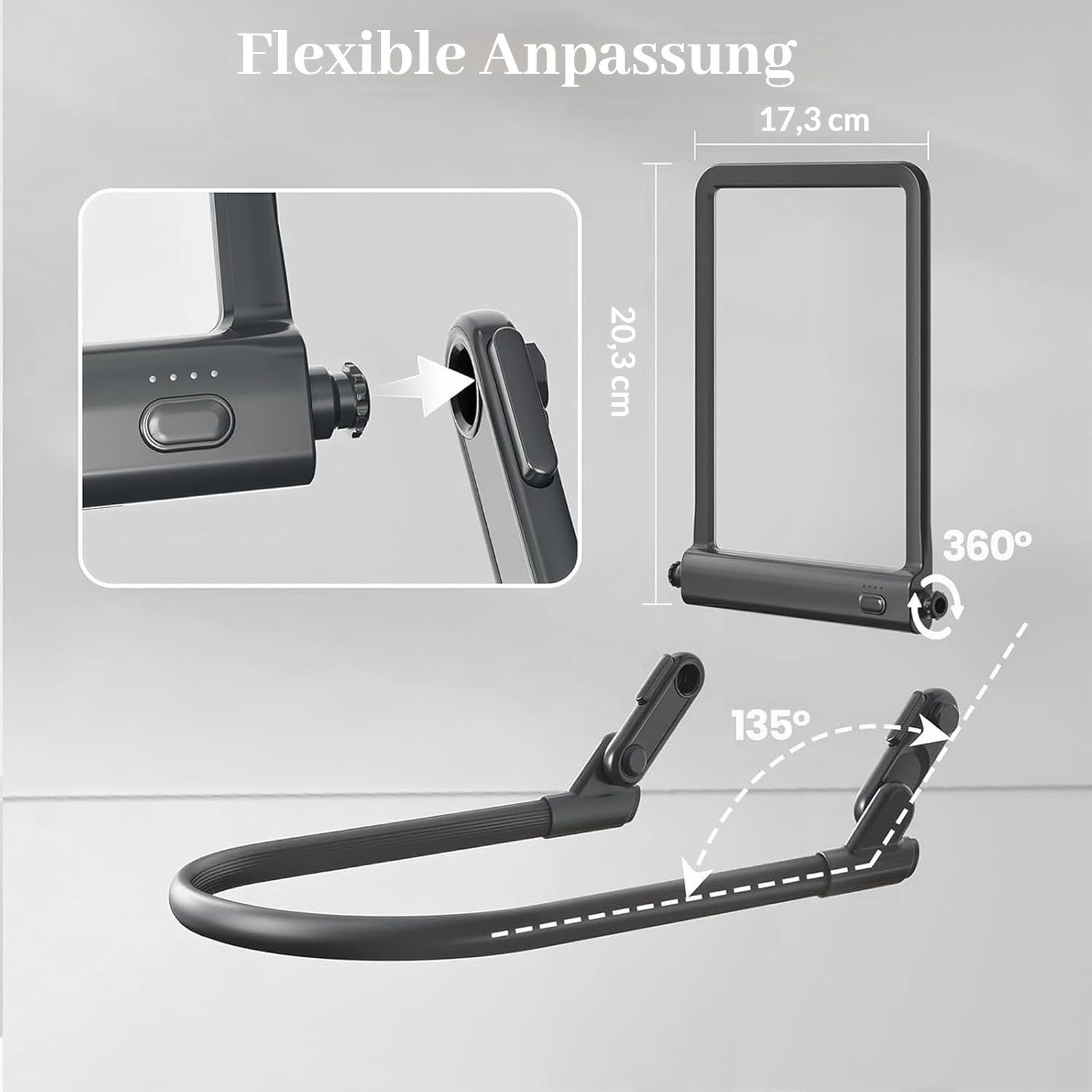 QUBEBU Umhängelupe 5X LED Leselupe 3in1 Lupe Hängenden Hals Standlupe Tischlupe Handlupe, Wiederaufladbar Hands Free Lupe mit 3Beleuchtungsmodi für Bücher Nähen, 1-tlg., Tragbar HD Lupe für das Lesen von kleinen Drucke & Low Vision Senioren