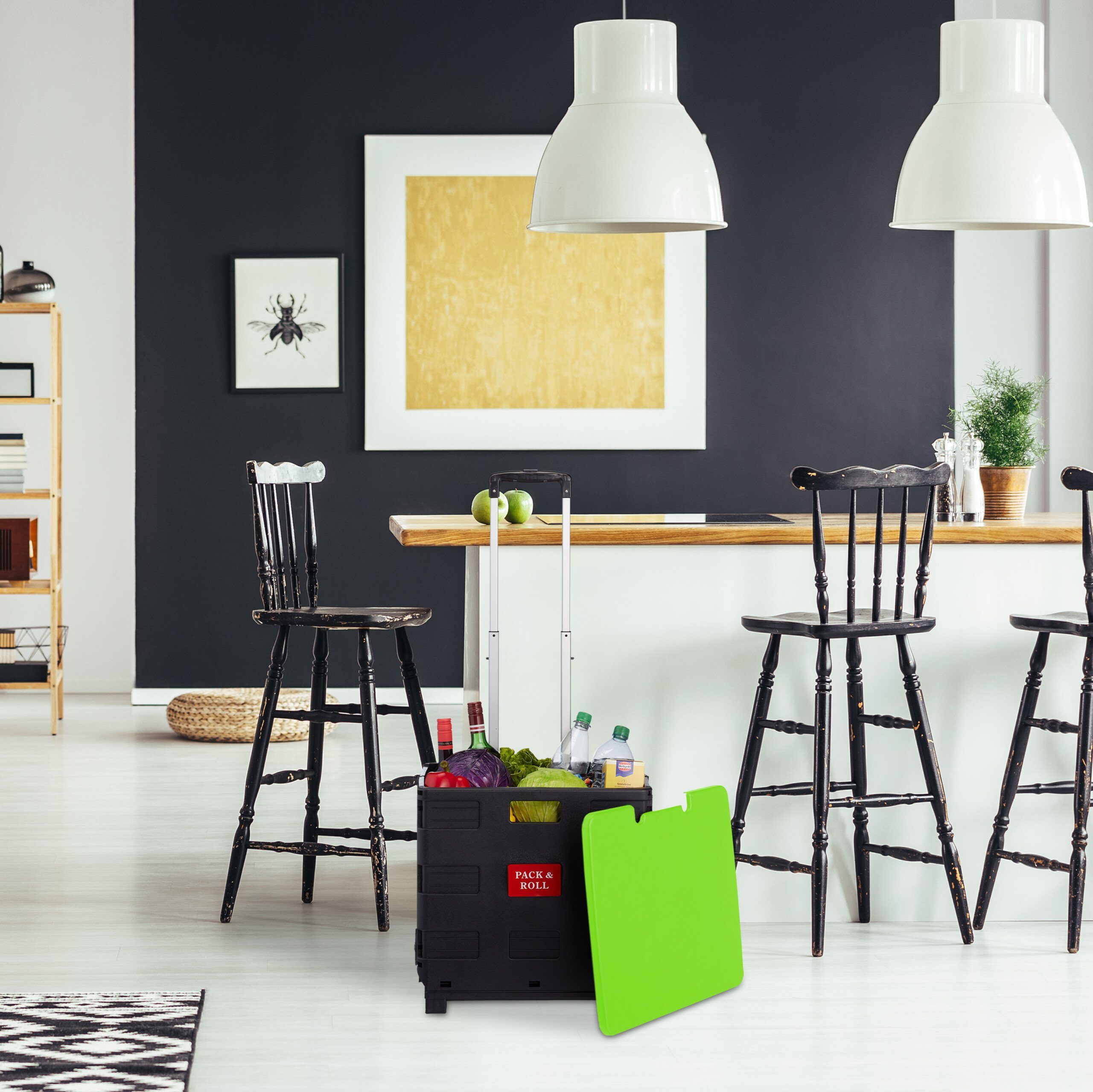 relaxdays Einkaufstrolley Klappbarer Einkaufstrolley mit Deckel, grün günstig online kaufen