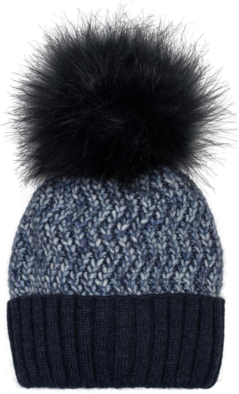 Bommelmütze Bunte Strick Bommelmütze mit Thermo-Fleece