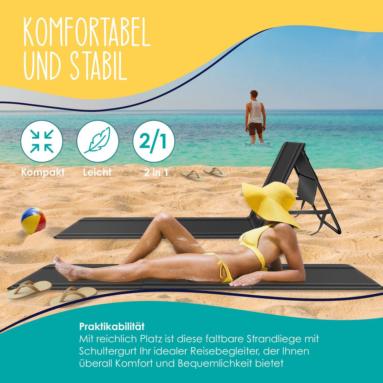 KESSER Gartenliege Strandmatte klappbar mit verstellbarer günstig online kaufen