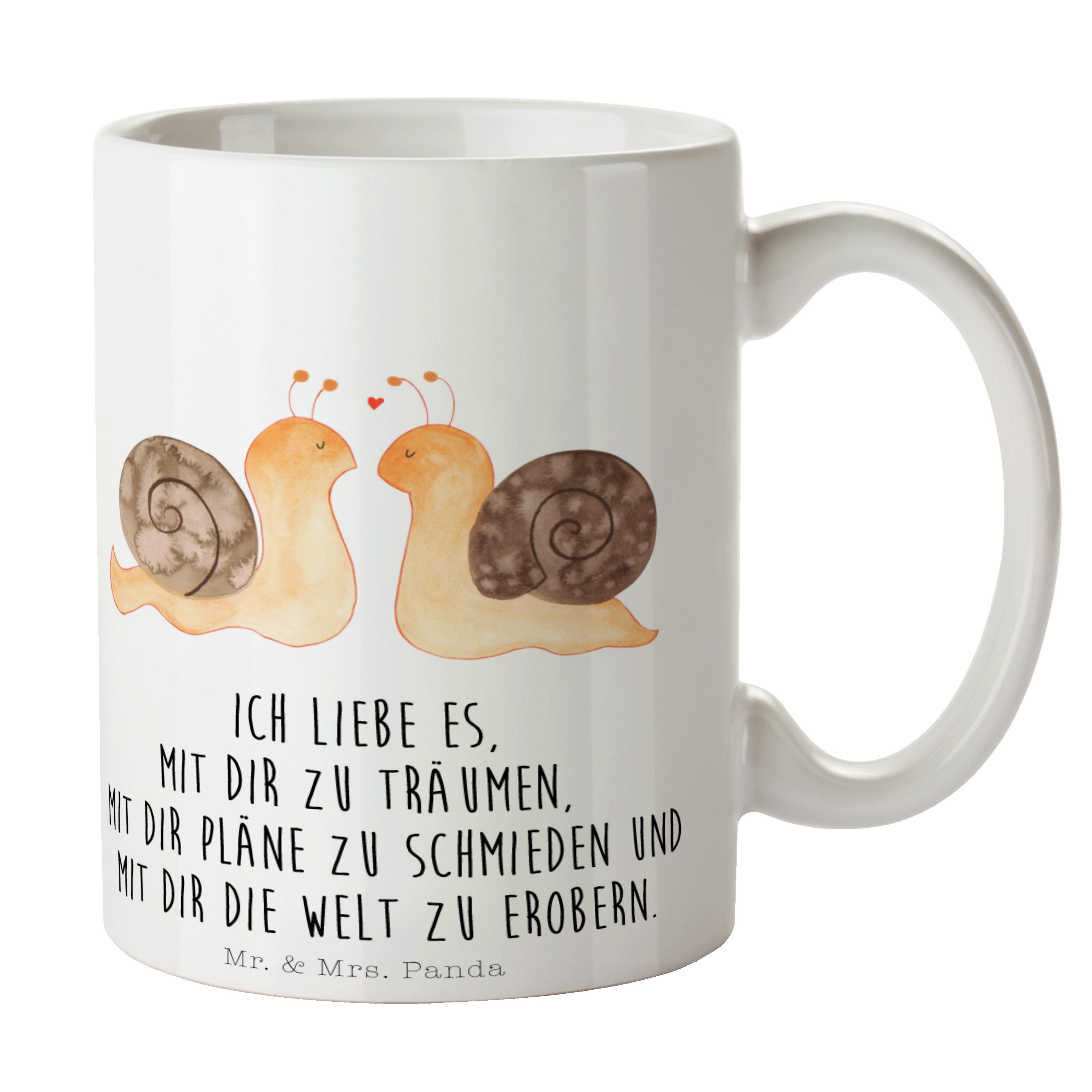 Mr. & Mrs. Panda Tasse Schnecken Liebe - Weiß - Geschenk, Tasse Motive, Tasse Sprüche, Teebe, Keramik