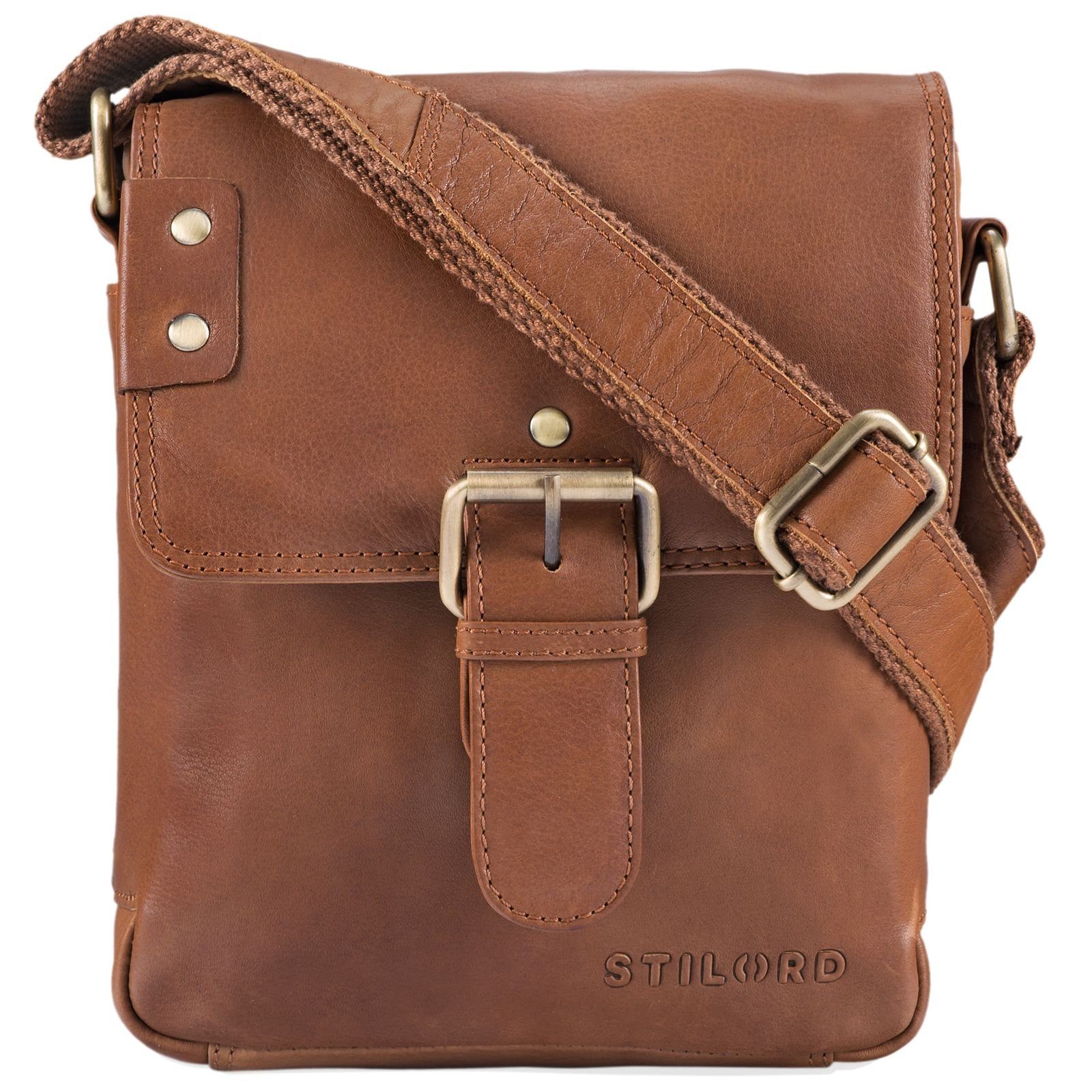 Leder STILORD Männer Messenger braun - "Alessio" Bag girona Messenger klein Bag