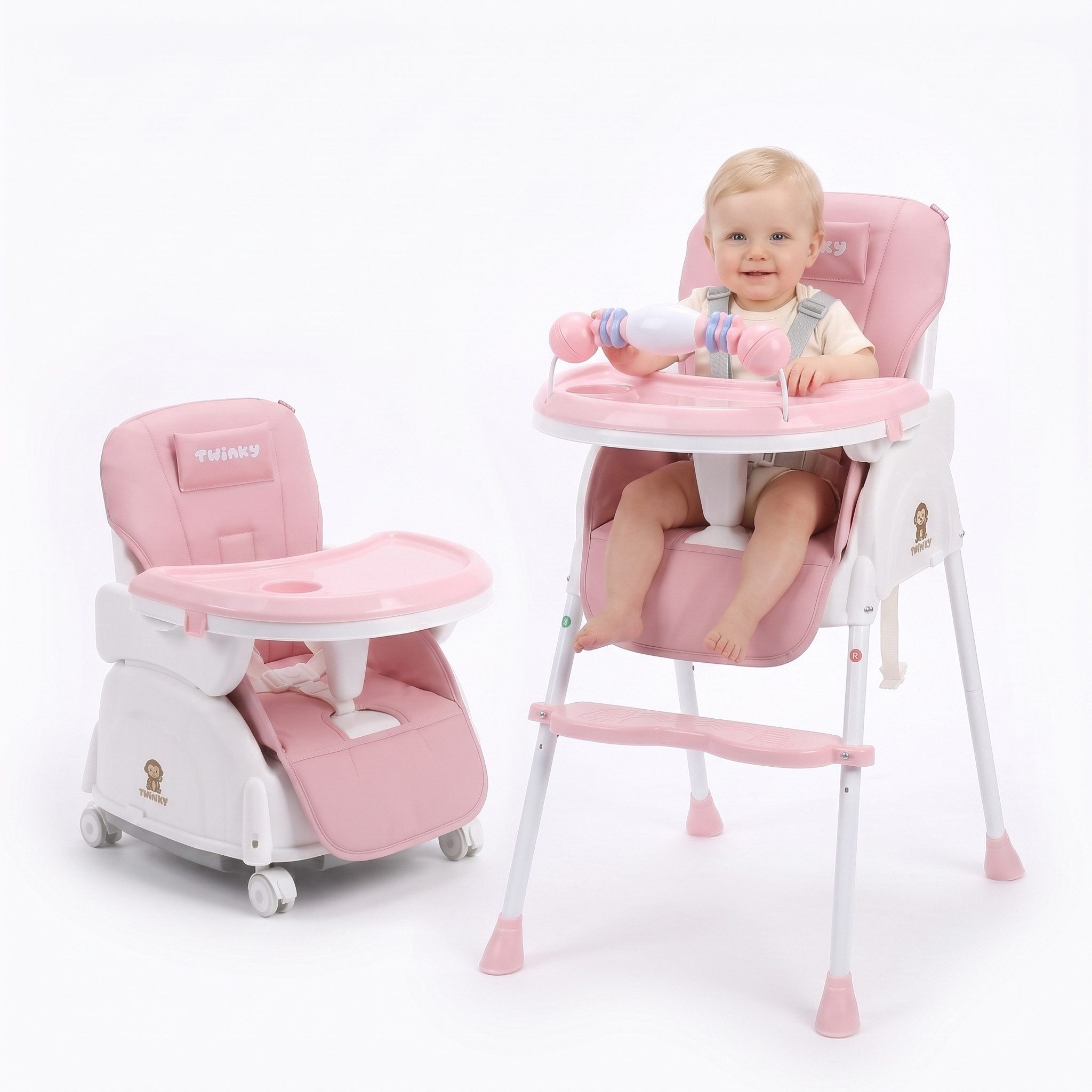 TWINKY Kinderklappstuhl Kinder-Esstuhl, 2 in 1 Hochstuhl baby, Kinderklappstuhl, 3 in 1