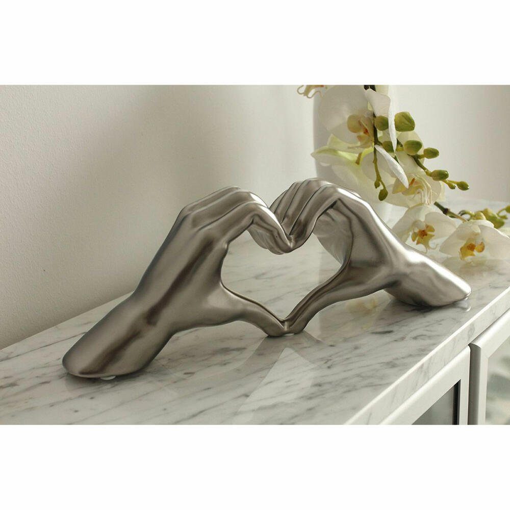 GILDE Dekoobjekt Hand Heart Silberfarben 11 cm