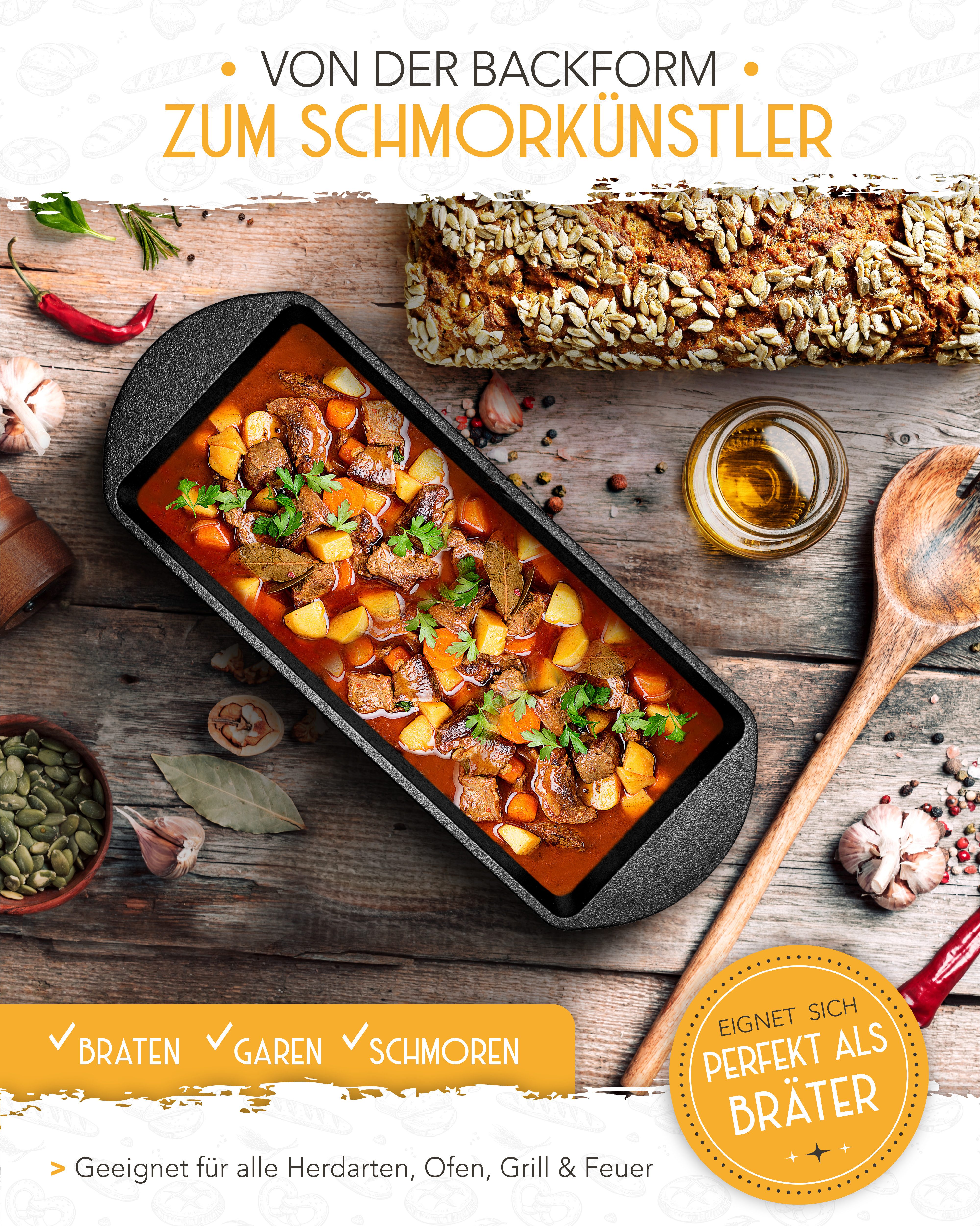 Krustenzauber Kasserolle Gusseisen Topf als Kochtopf, Schmortopf oder Brotbackform – Bild 5 von 5
