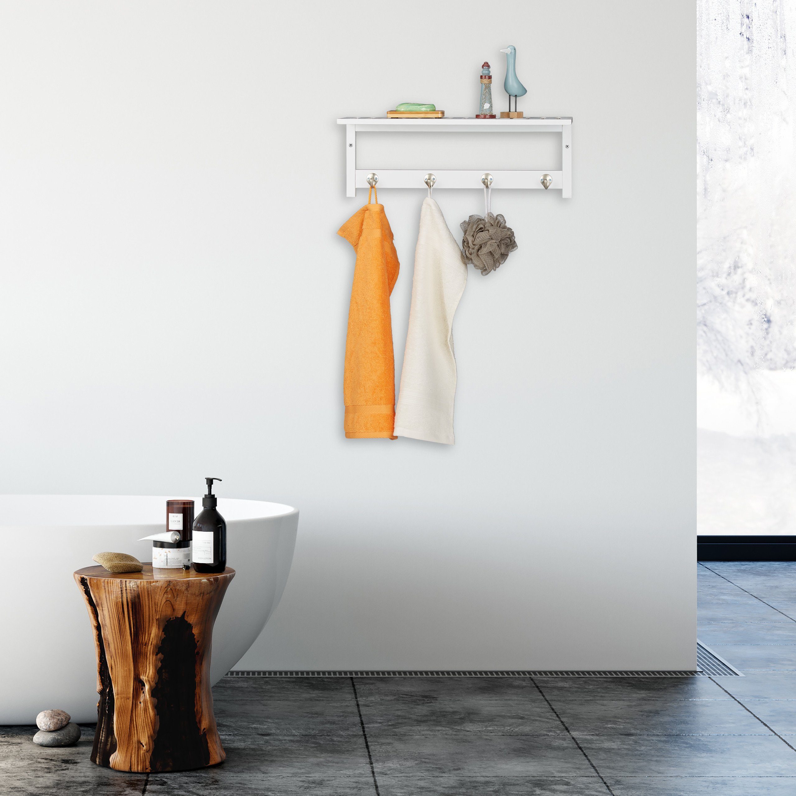 relaxdays Wandregal mit 4 Hake günstig online kaufen