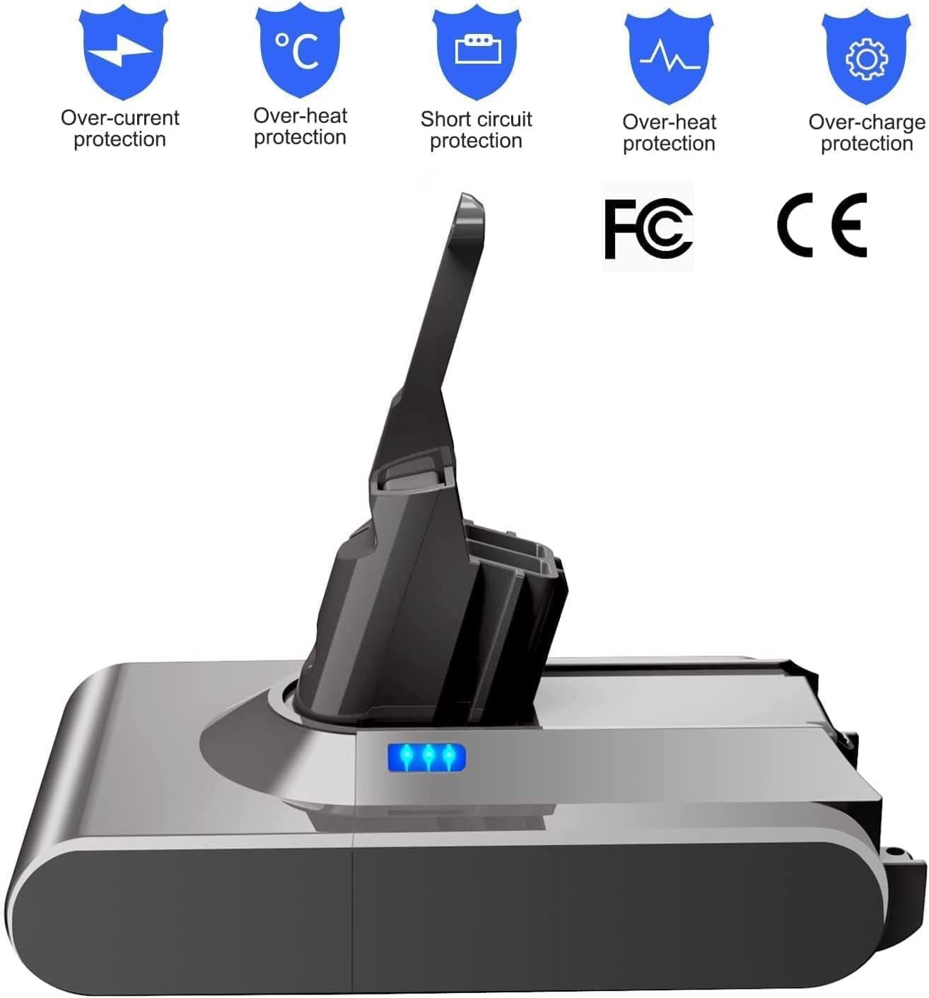 Athlix 6000mAh V8 SV10 Ersatzakku für Dyson Animal Absolute Motorhead Fluffy Staubsauger-Akku, Kurzschlussschutz, Übertemperaturschutz, Überladungsschutz