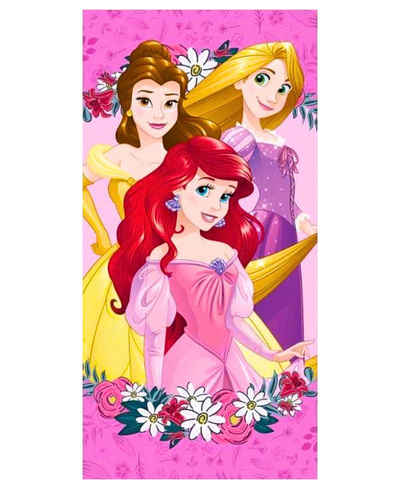 Disney Princess Badetuch Arielle, Belle & Rapunzel, Baumwolle, Mädchen Strandtuch 70 x 140 cm