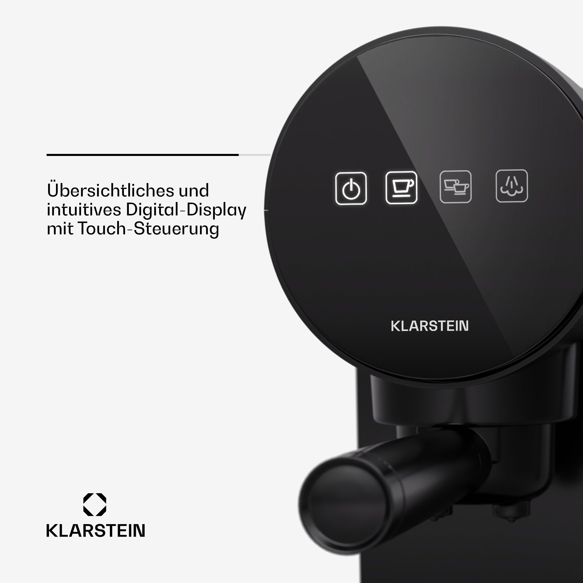 Klarstein Filterkaffeemaschine Furore, 0.9l Kaffeekanne, Elektrisch 20 Bar LED Touch Tassenwärmer 0,9 L Schwarz