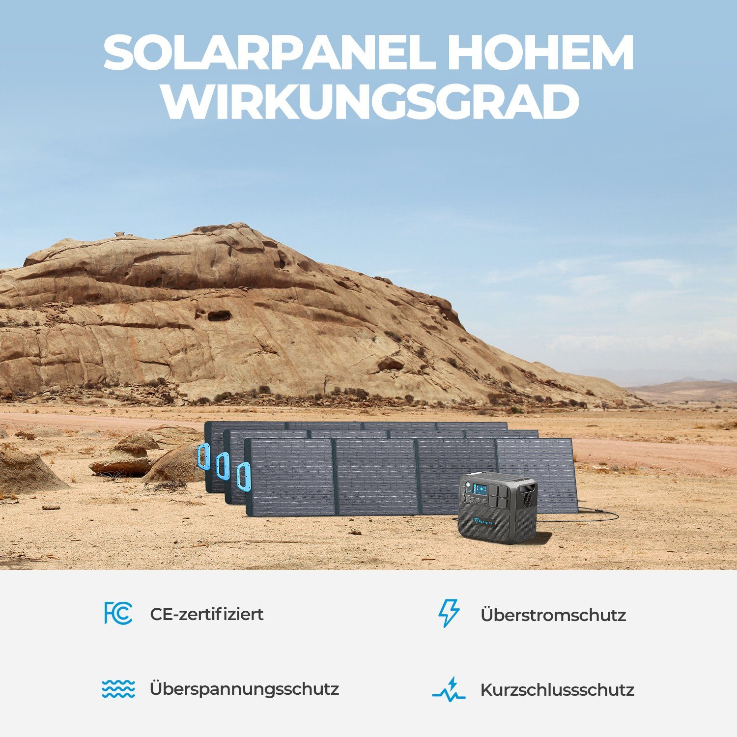 mit Solarpanels Stromerzeuger LiFePO4 EP500 5100Wh/2000W BLUETTI 4*PV200