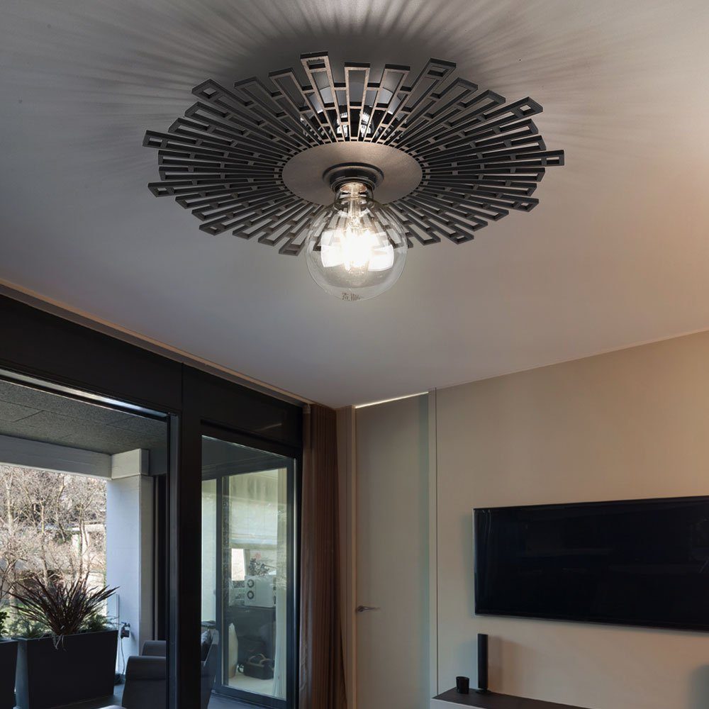 Design etc-shop Leuchtmittel Deckenleuchte Holz inklusive, schwarz Deckenlampe Wandleuchte, nicht Warmweiß, LED