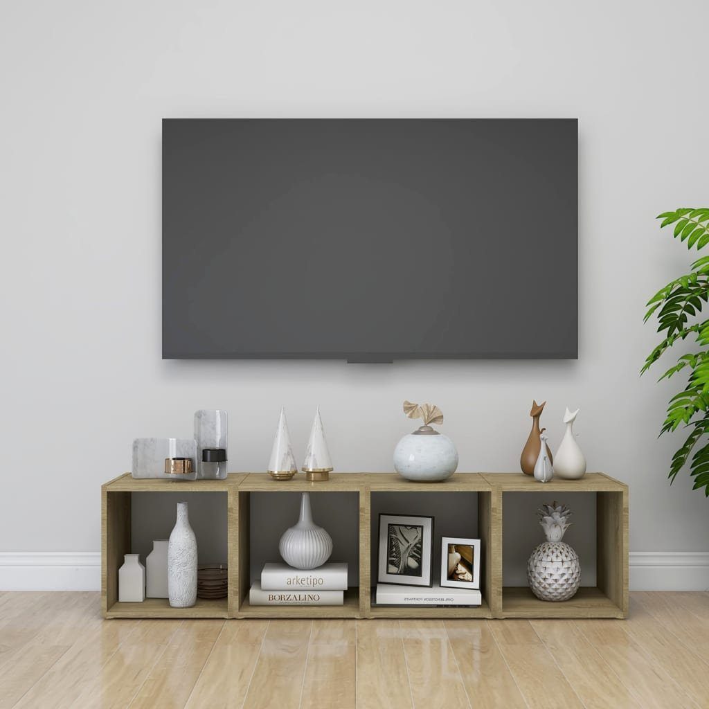 furnicato TV-Schrank Weiß Holzwerkstoff Sonoma-Eiche 37x35x37 und cm
