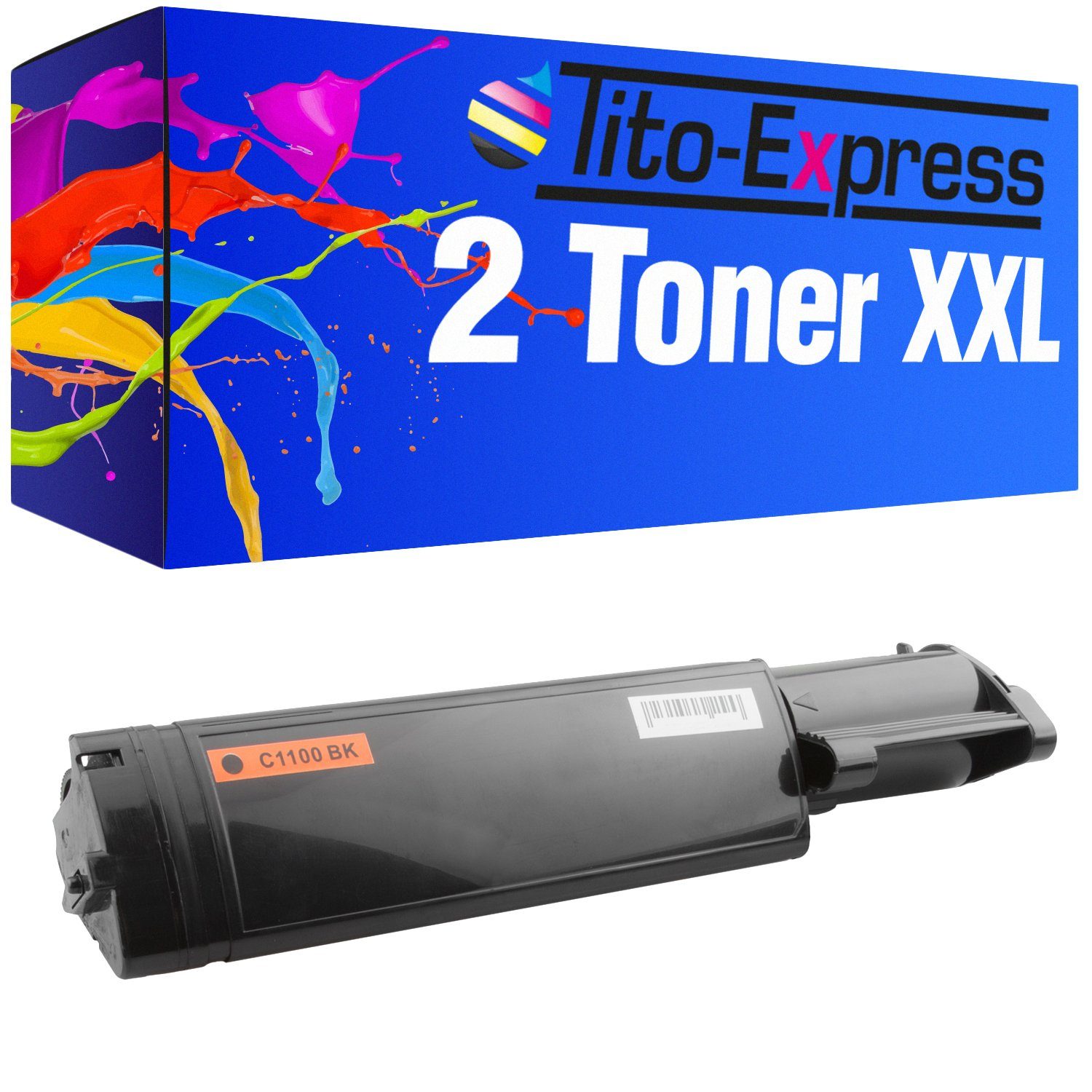 Tito-Express Tonerpatrone 2er Set ersetzt Epson C 1100 C-1100 C1100 Epson C1100 Black, (Doppelpack, 2x Black), für Aculaser C1100 C1100N CX11NF CX11NFC CX-11NFT Series