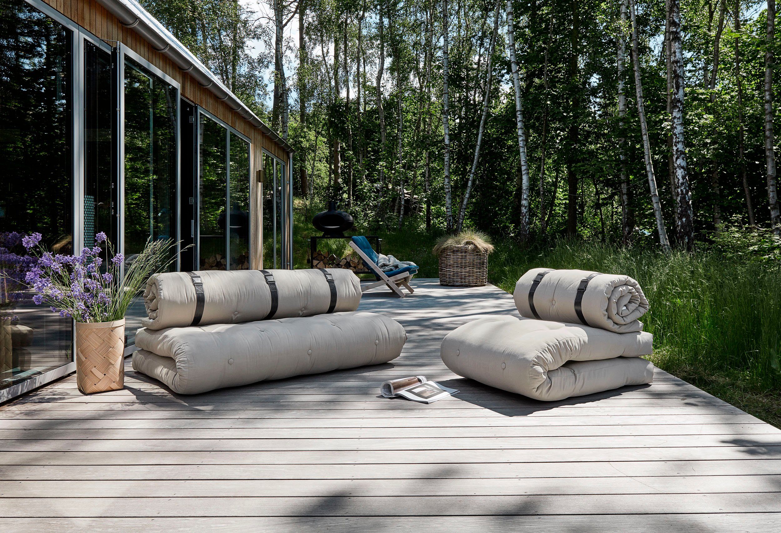 Karup Design Loungesofa BUCKLE-UP Sofa out™, Loungesofa in Schlafplatz verwandelbar, Outdoor geeignet, Schmutz- und Wasserabweisend, Made in Europe