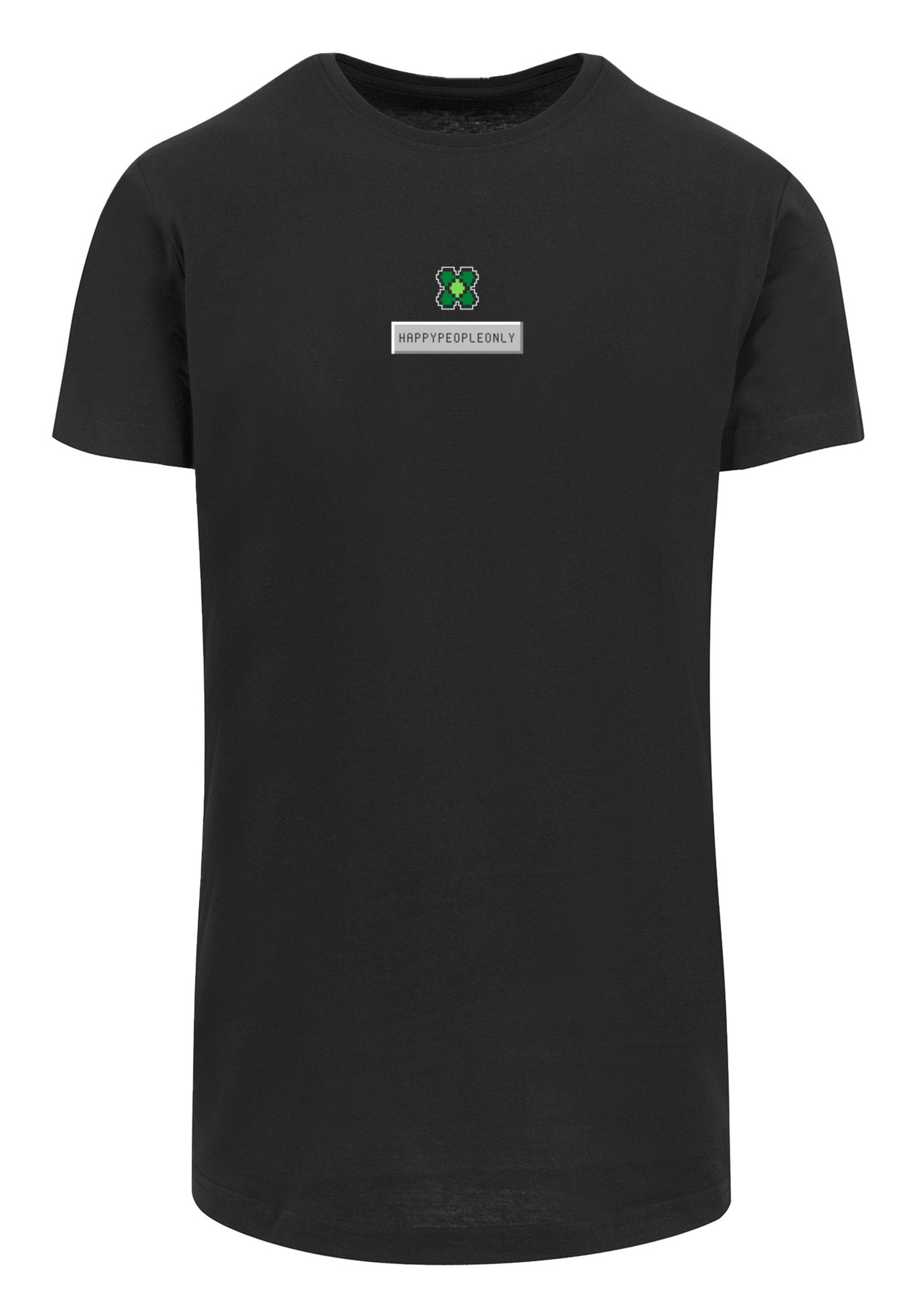 F4NT4STIC T-Shirt Silvester Happy Print schwarz New Pixel Year Kleeblatt