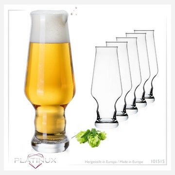 PLATINUX Bierglas Hohe Biergläser, Glas, 400ml (max. 490ml) Weizengläser Bierpokale Spülmaschinenfest 0,4L