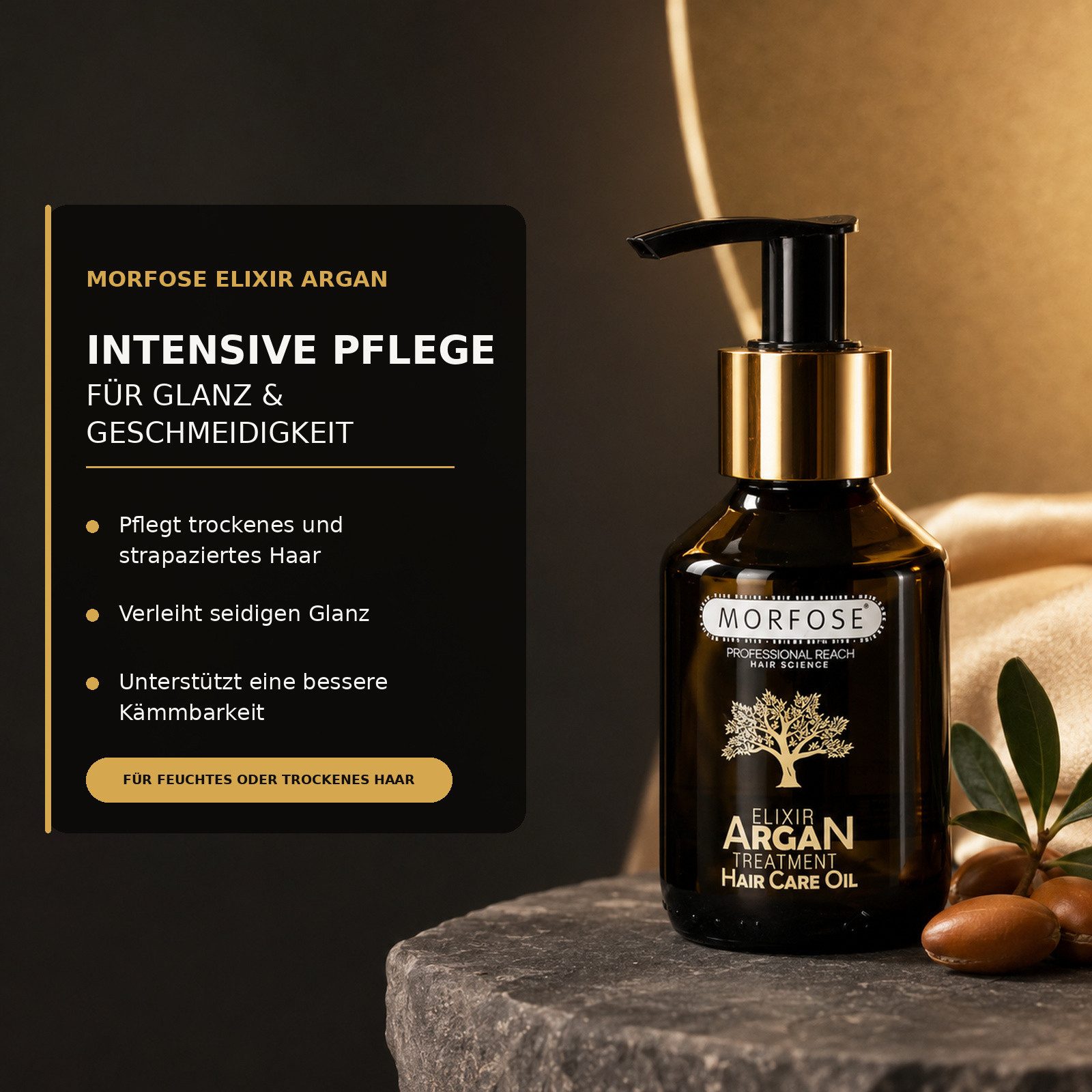 Morfose Haaröl Morfose Professional Argan & Keratin Haarpflegeöl 100ml - 2 Variant, mit Arganöl und pflanzlichen Extrakten