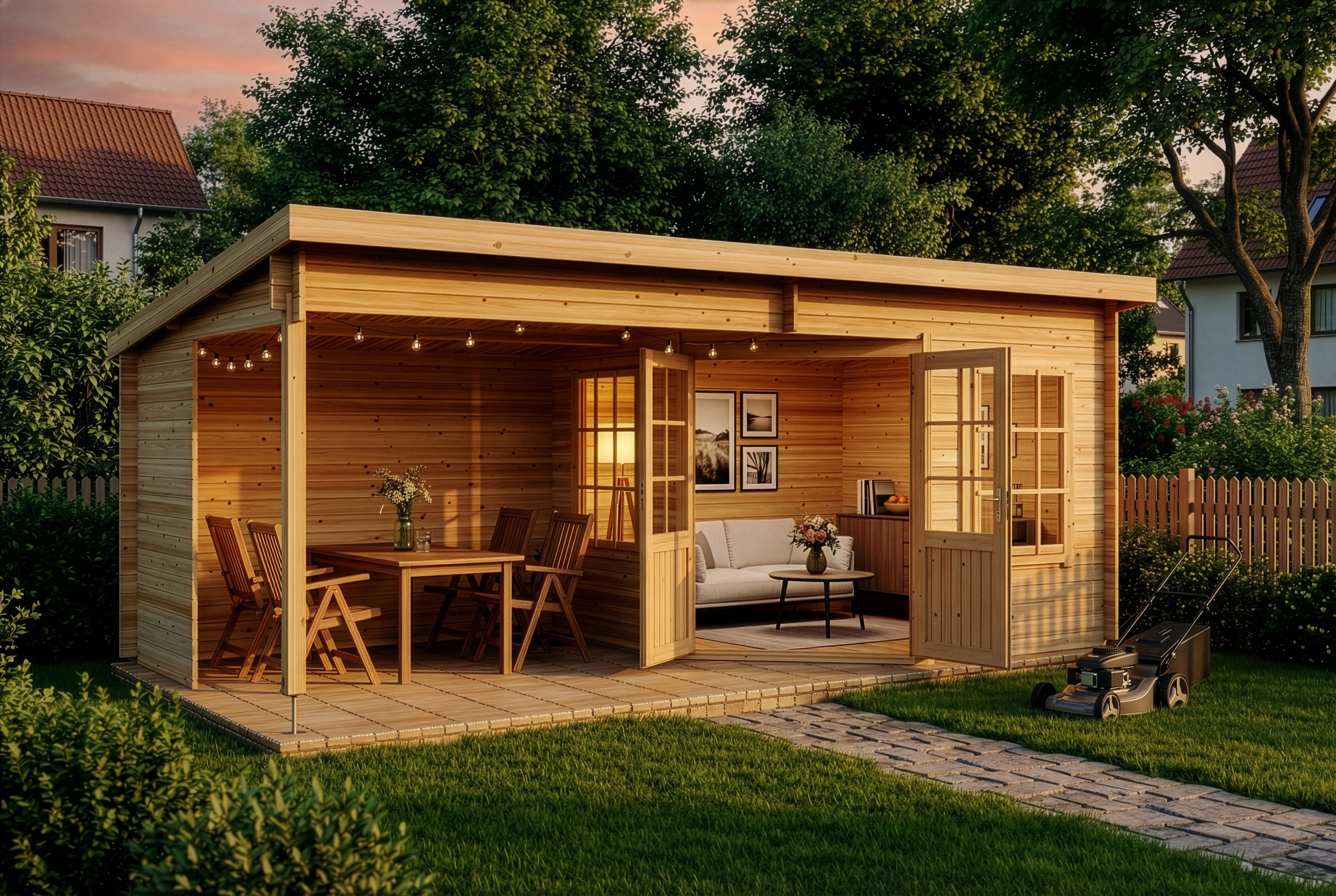 Alpholz Gartenhaus Holz Carl, BxT: 598x330 cm, in Naturbelassen mit 28mm Wandstärke