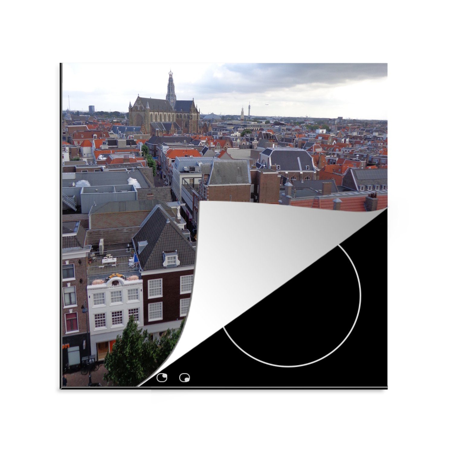 MuchoWow Herdblende-/Abdeckplatte Haarlem - Niederlande - Himmel, Vinyl, (1 tlg), 78x78 cm, Ceranfeldabdeckung, Arbeitsplatte für küche