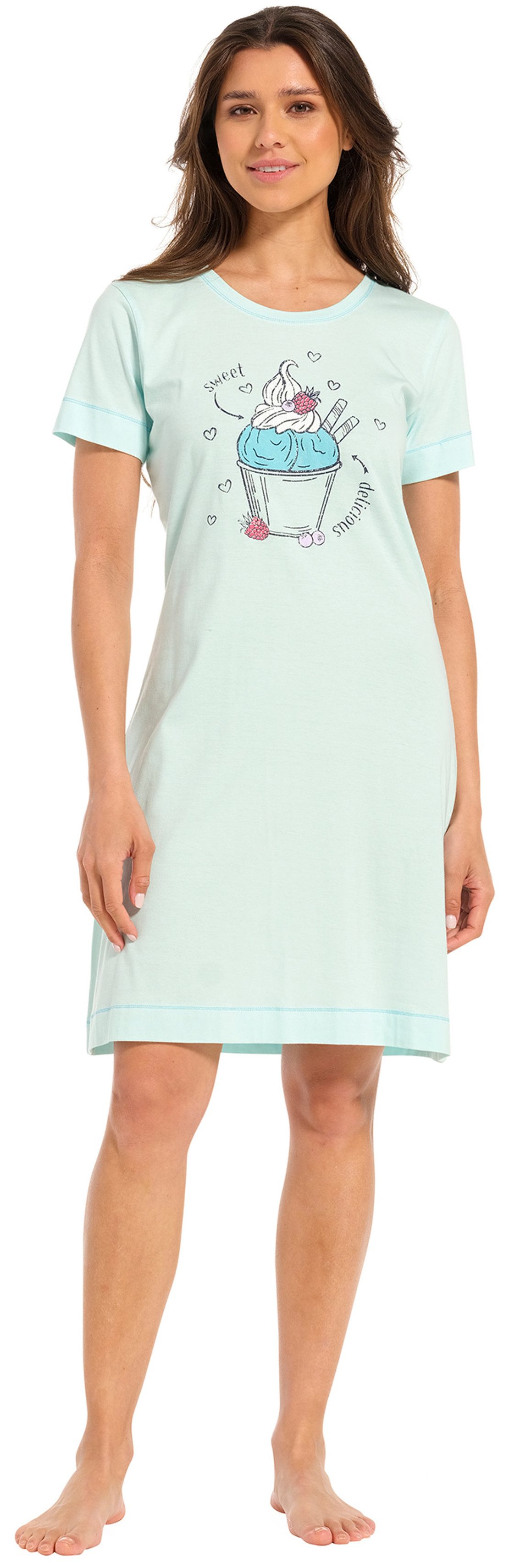 Nachthemd Damen Schlafshirt mit kurzem Arm
