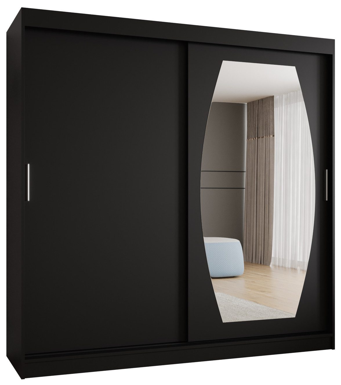 ABIKS MÖBEL Schwebetürenschrank ROSSA Schlafzimmerschrank, mit Spiegel, Kleiderstange und Regalen