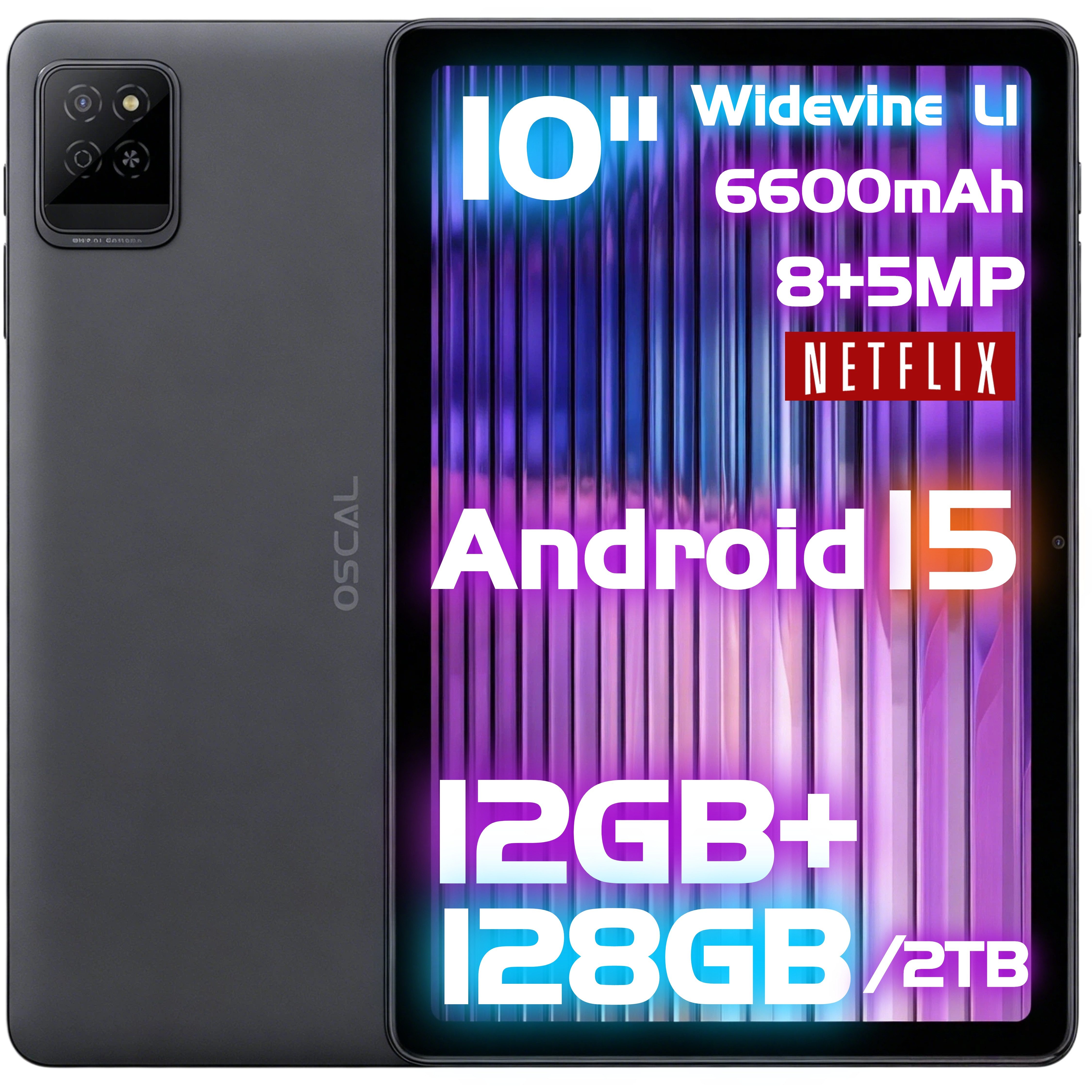 blackview 2026 PAD 30 5G WIFI 10 Zoll HD+Tablet, 128GB, Android 15, 120Hz Tablet (10.1", 128 GB, Android 15, WIFI, 12GB RAM (4 + 8 GB erweitert),Android 15, 6600mAh, 120 Hz, Widevine L1)