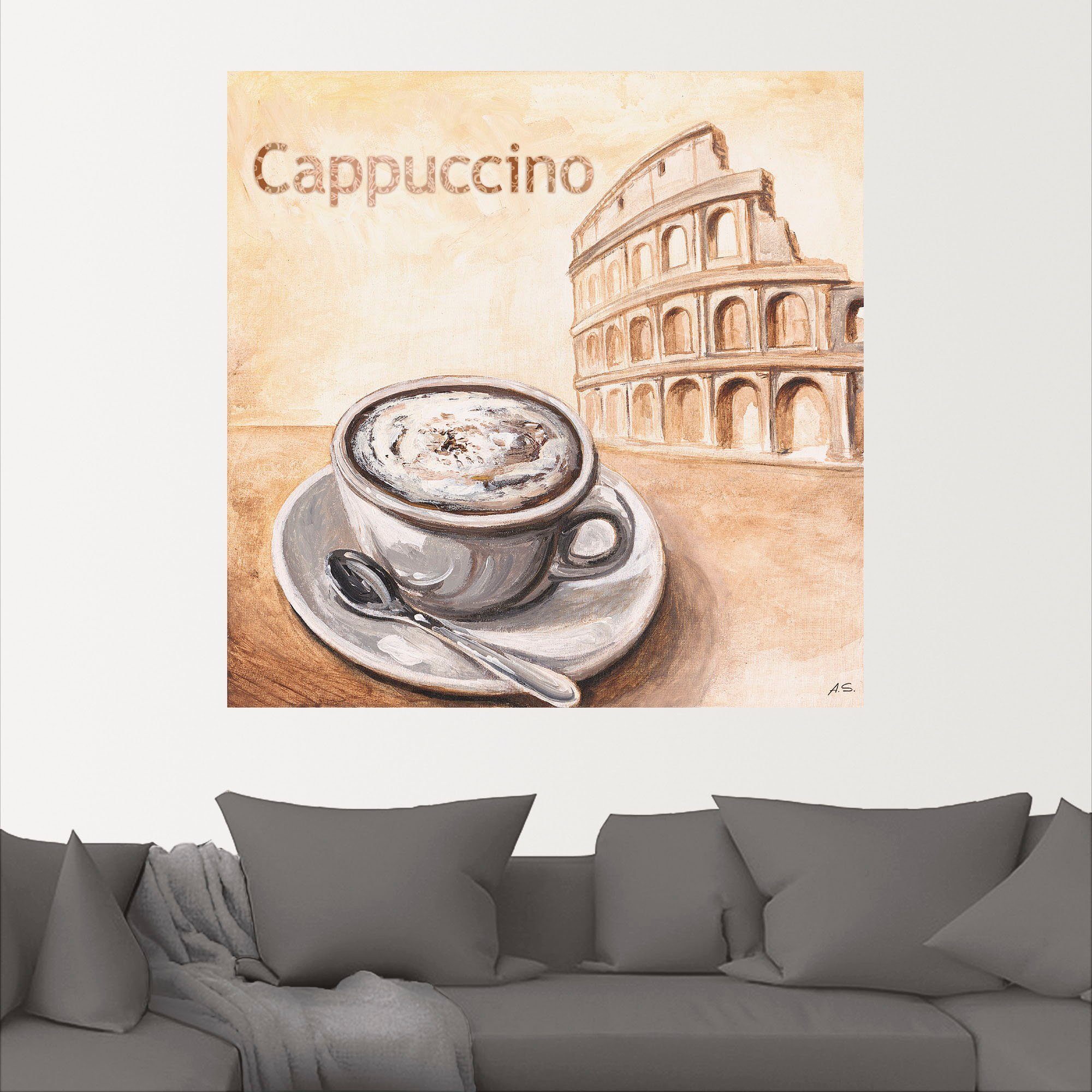 Artland Wandbild »Cappuccino in Rom«, Kaffee Bilder (1 Stück), in vielen Größen & Produktarten - Alubild / Outdoorbild für den Außenbereich, Leinwandbild, Poster, Wandaufkleber / Wandtattoo auch für Badezimmer geeignet-kaufen