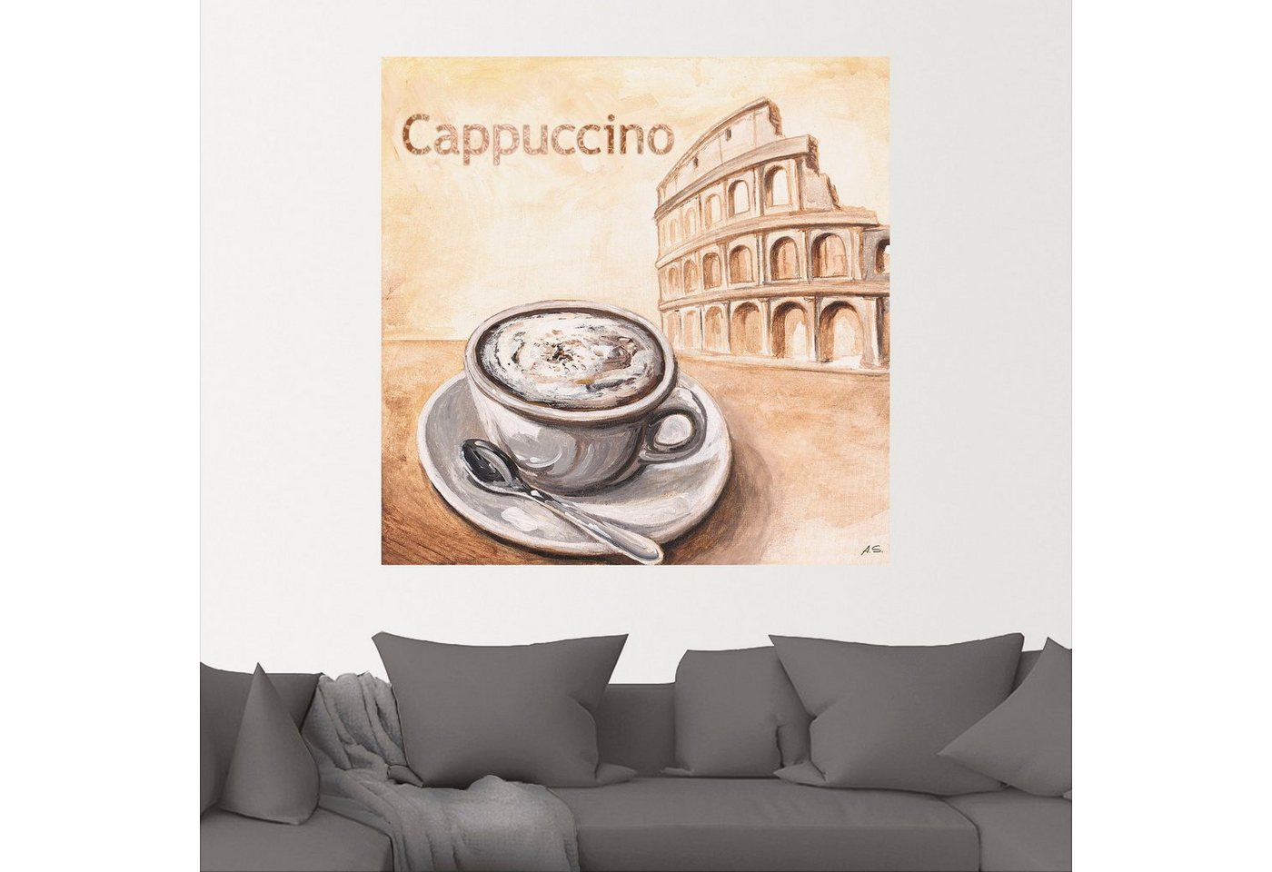 Artland Wandbild »Cappuccino in Rom«, Kaffee Bilder (1 Stück), in vielen Größen & Produktarten - Alubild / Outdoorbild für den Außenbereich, Leinwandbild, Poster, Wandaufkleber / Wandtattoo auch für Badezimmer geeignet-kaufen