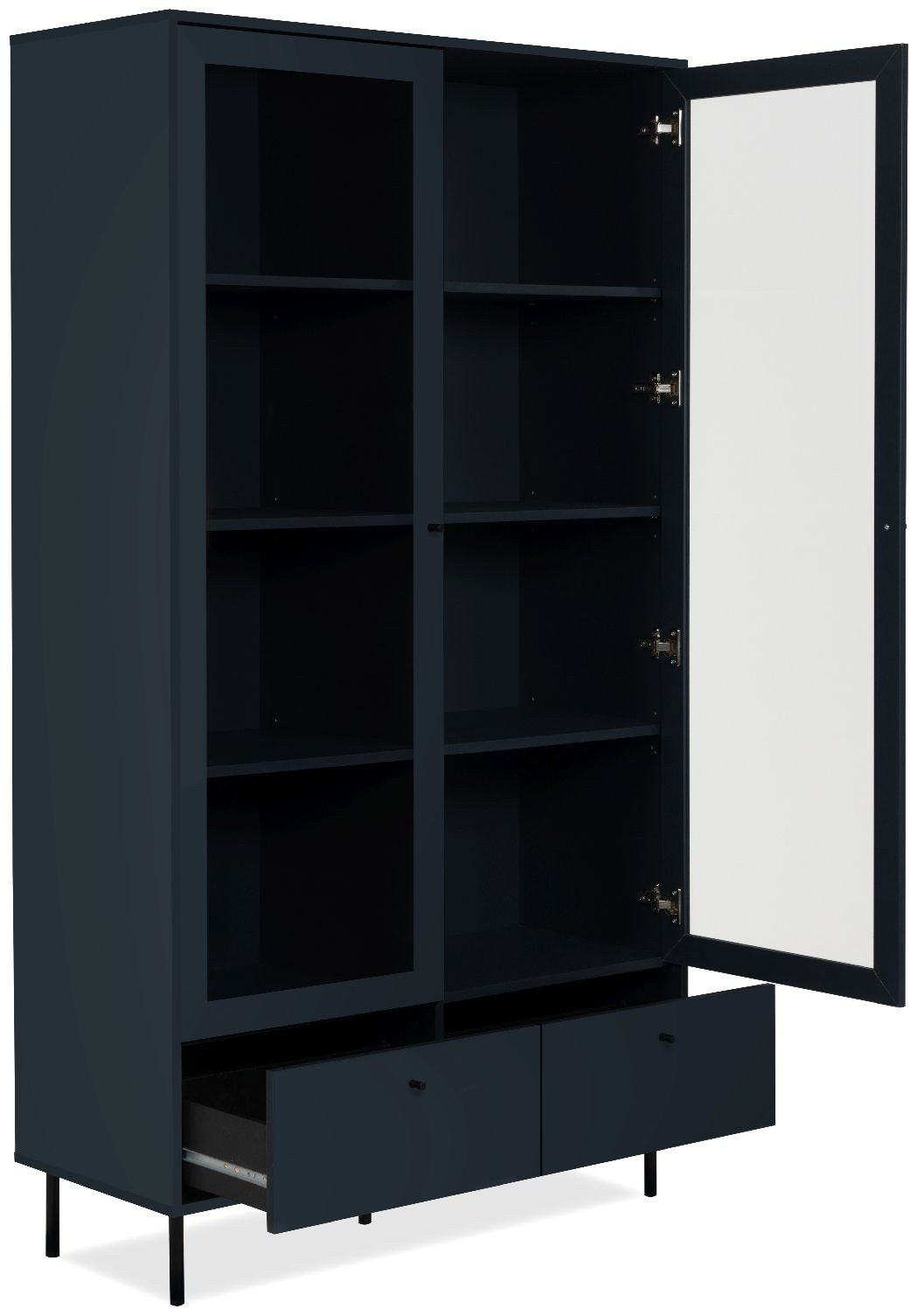 Finori Vitrine Caracas 52A Navy blau, Softclose, Modern, Höhenverstellbar, 100 x 183 x 40 cm