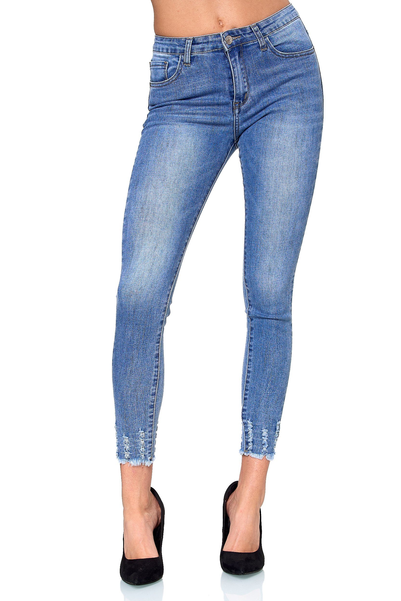 Elara High-waist-Jeans Elara Damen Jeans EL01D2 Blau-54 (7XL) (1-tlg)