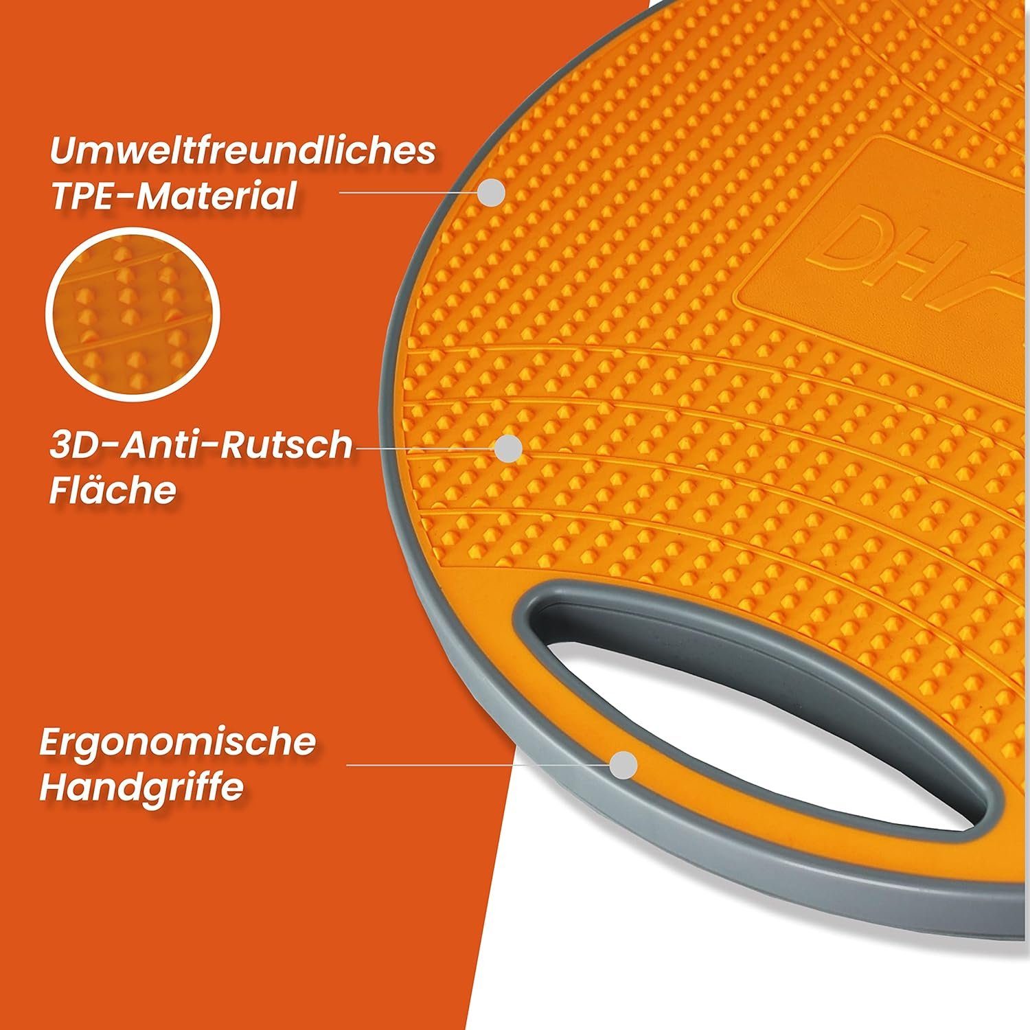 DH FitLife Balanceboard Wackelbrett, Balance Pad mit Griffen, Gleichgewichtstrainer, Ø 42cm, max. 200 KG, ideal für Gleichgewichtstraining