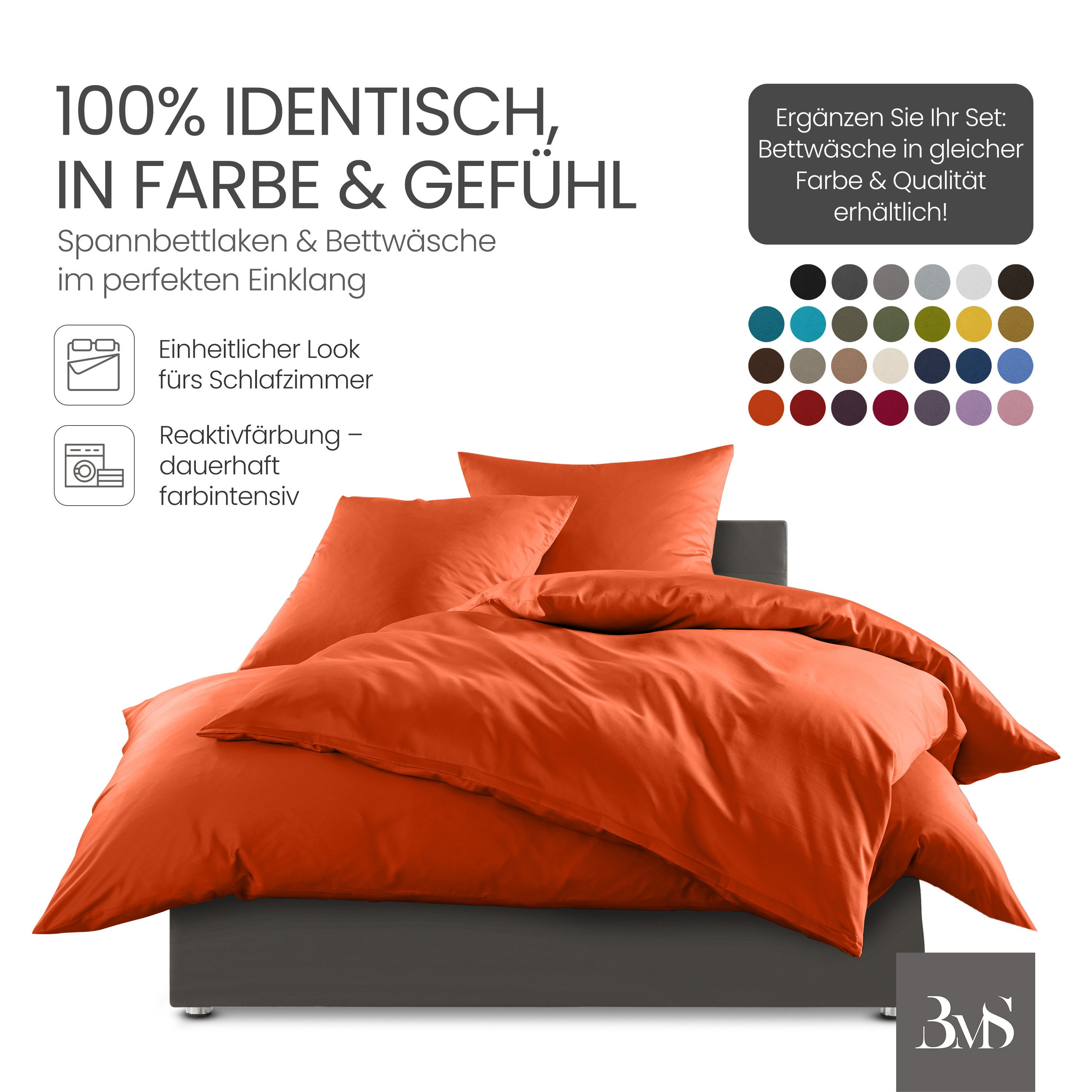 BETTWAESCHE-MIT-STIL Spannbettlaken Mako Satin Spannbettlaken, Matratzenhöhe 21-30 cm, Mako-Satin, Gummizug: rundum, (1 Stück) – Bild 4 von 5