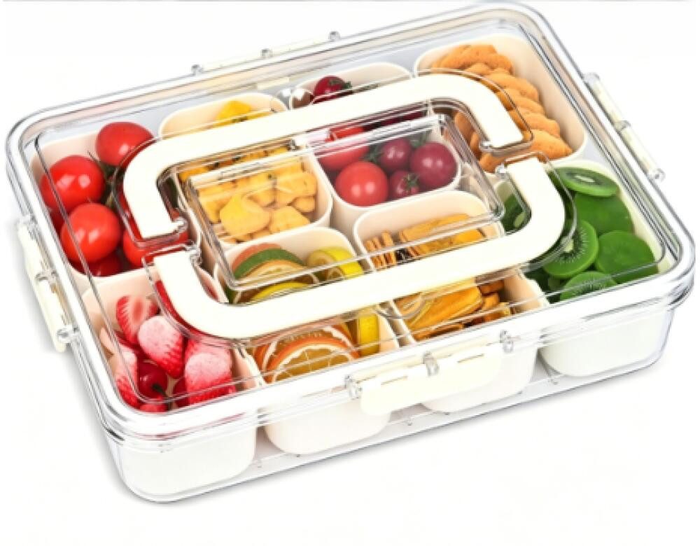 FELIXLEO Frischhaltedose Snackbox mit 8 Fächern Snackteller spülmaschinenfest mit Griff, (1-tlg)