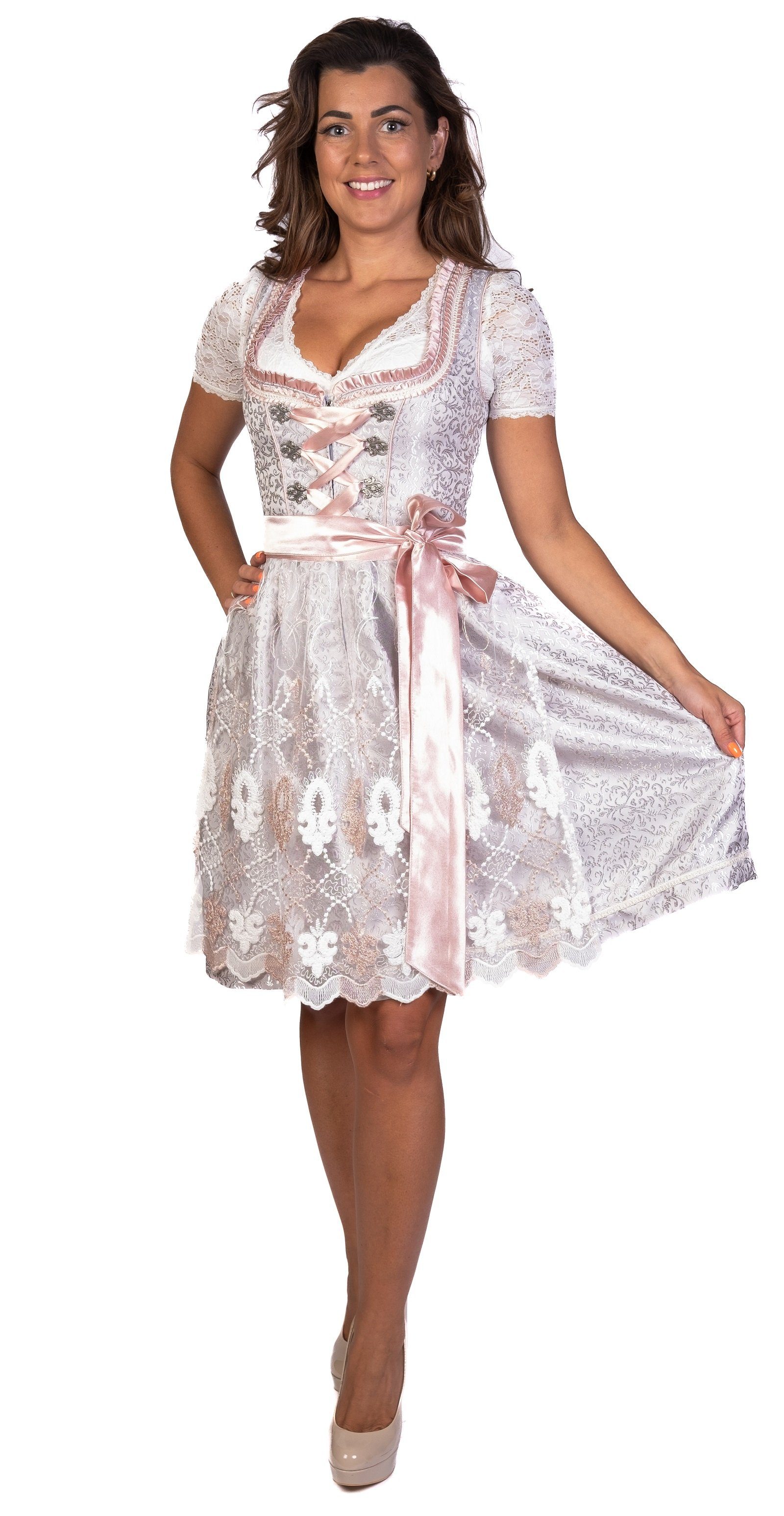 Trachtl Dirndl EMELY Dirndl Trachtenkleid Damen 2:TLG Grau/Rosa