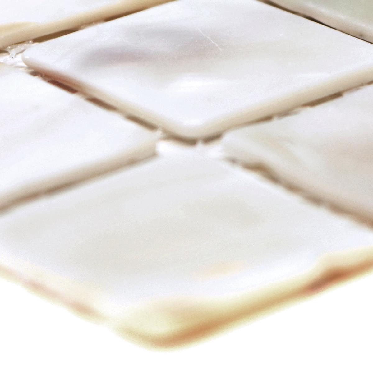 Mosafil Mosaikfliesen Muster von Mosaikfliesen Perlmutt Xenia, Perlmutt 10.000x10.000, weiß, Verlegefertig auf ein Netz geklebt