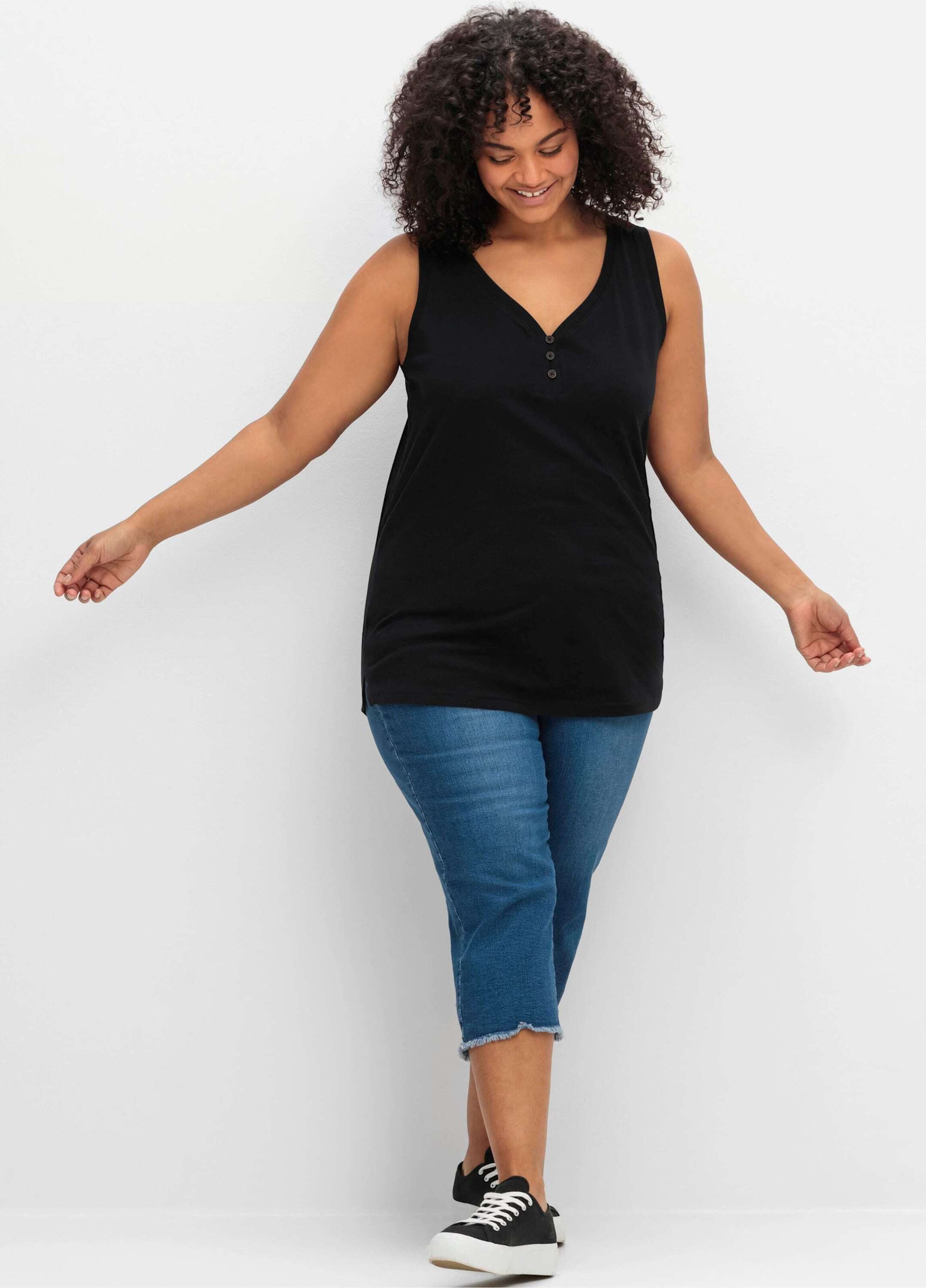 Sheego Shirttop Tanktop Ärmellos günstig online kaufen