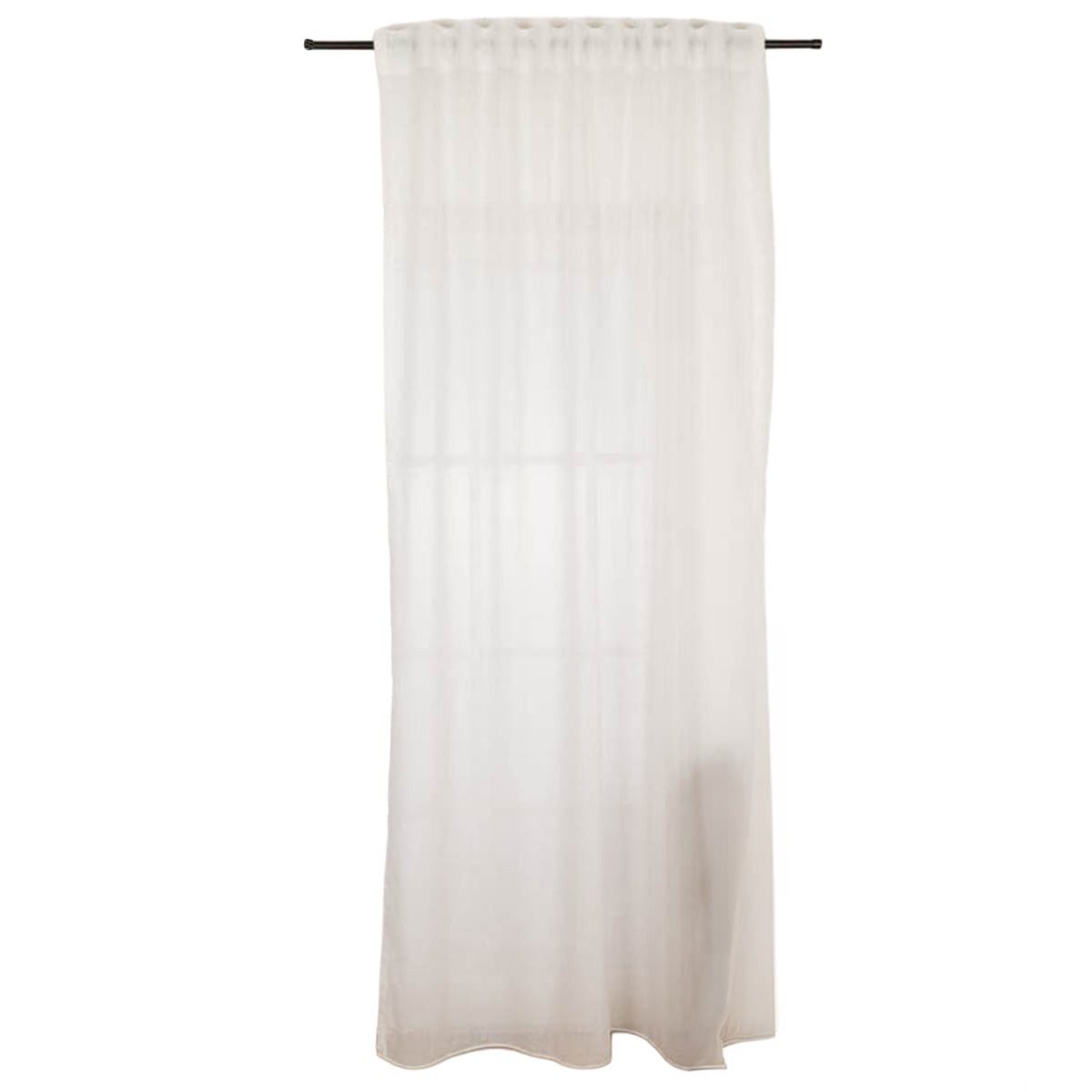 SCHÖNER LEBEN. Vorhang Gardine mit Smok-Schlaufenband Leinenstruktur ecru 2,45m Höhe, Smokband, Lichtschutz, Voile, handmade