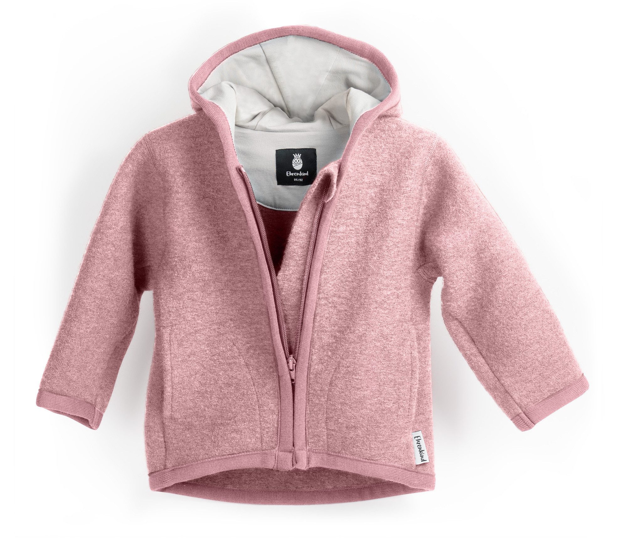 Ehrenkind Walkjacke, Jacke für Kinder aus Merino Schurwolle mit Reißverschluss (aus hochwertiger Walkwolle, atmungsaktiv und temperaturausgleichend) Jacke für Jungen und Mädchen