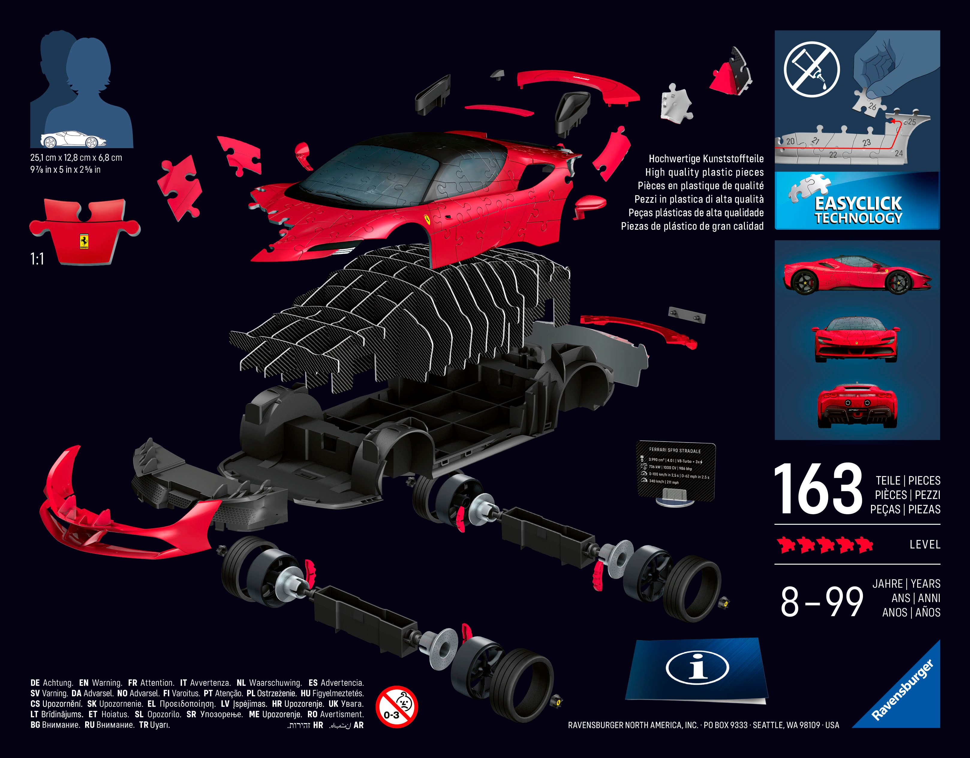 Ravensburger 3D-Puzzle 3D Puzzle Iconics, Ferrari SF90 Stradale, 108 Puzzle günstig online kaufen