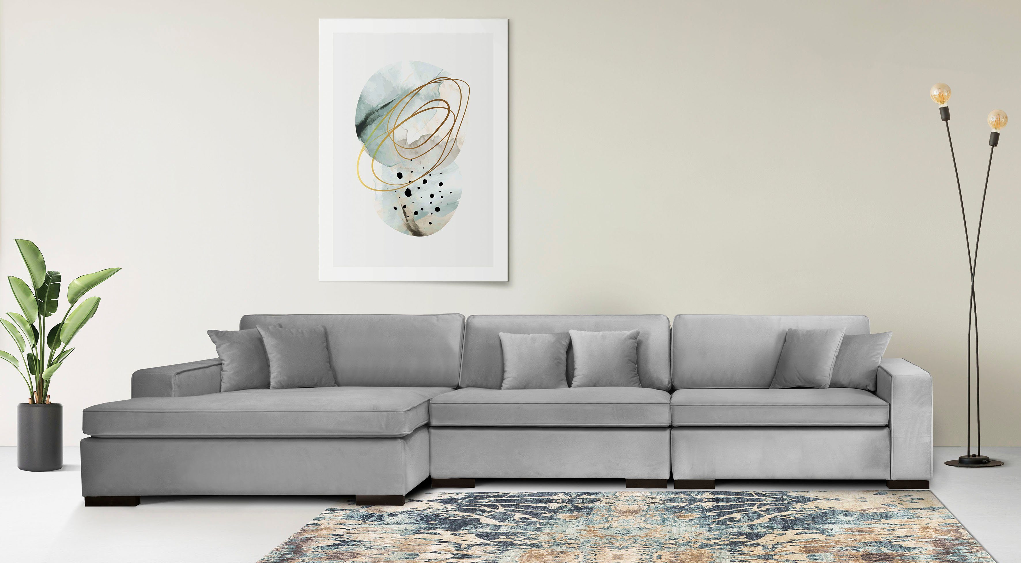 Home affaire Ottomane Skara L-Form, Lounge-Sofa mit Federkernpolsterung, in vielen Bezugsvarianten