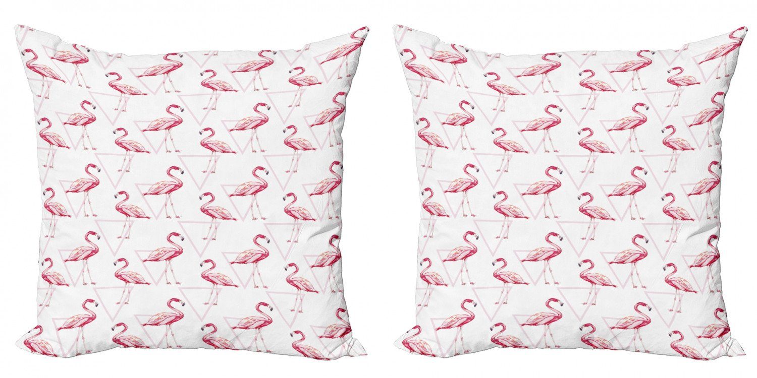 Kissenbezüge Modern Accent Doppelseitiger Digitaldruck, Abakuhaus (2 Stück), Flamingo Geometrisch