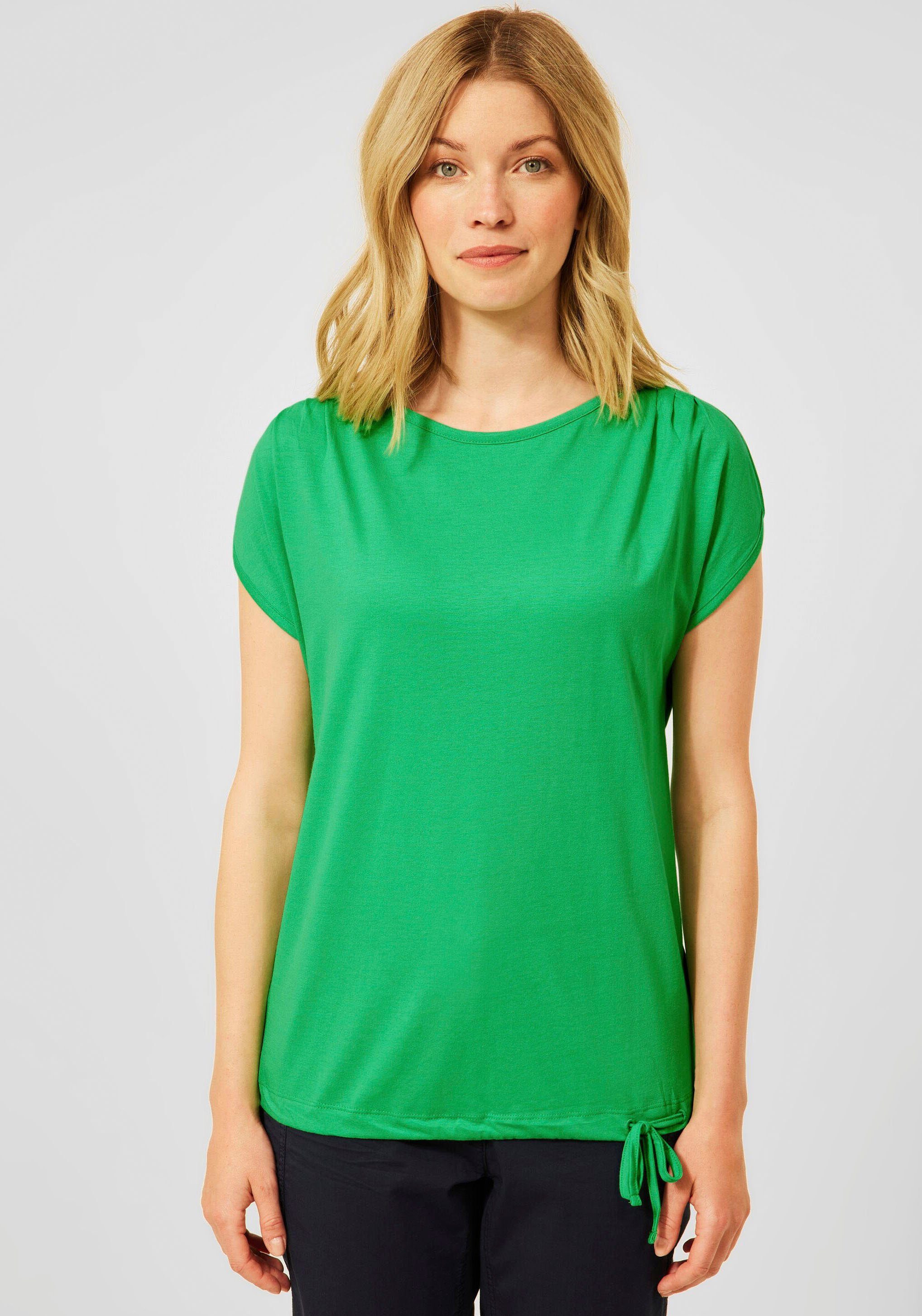 Damen Shirts Cecil T-Shirt Solid Shape mit Tunnelzug im Saum